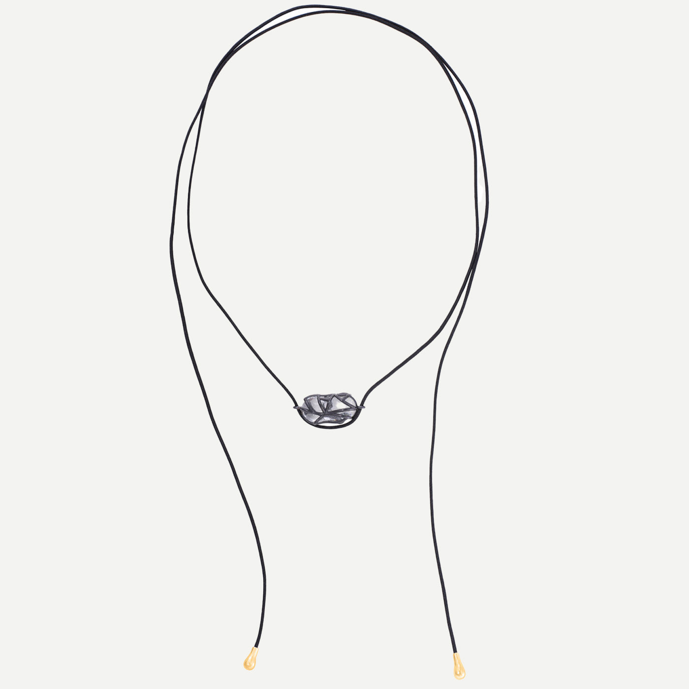 Tendril Leather & Glass Horizontal Pendant with Gold