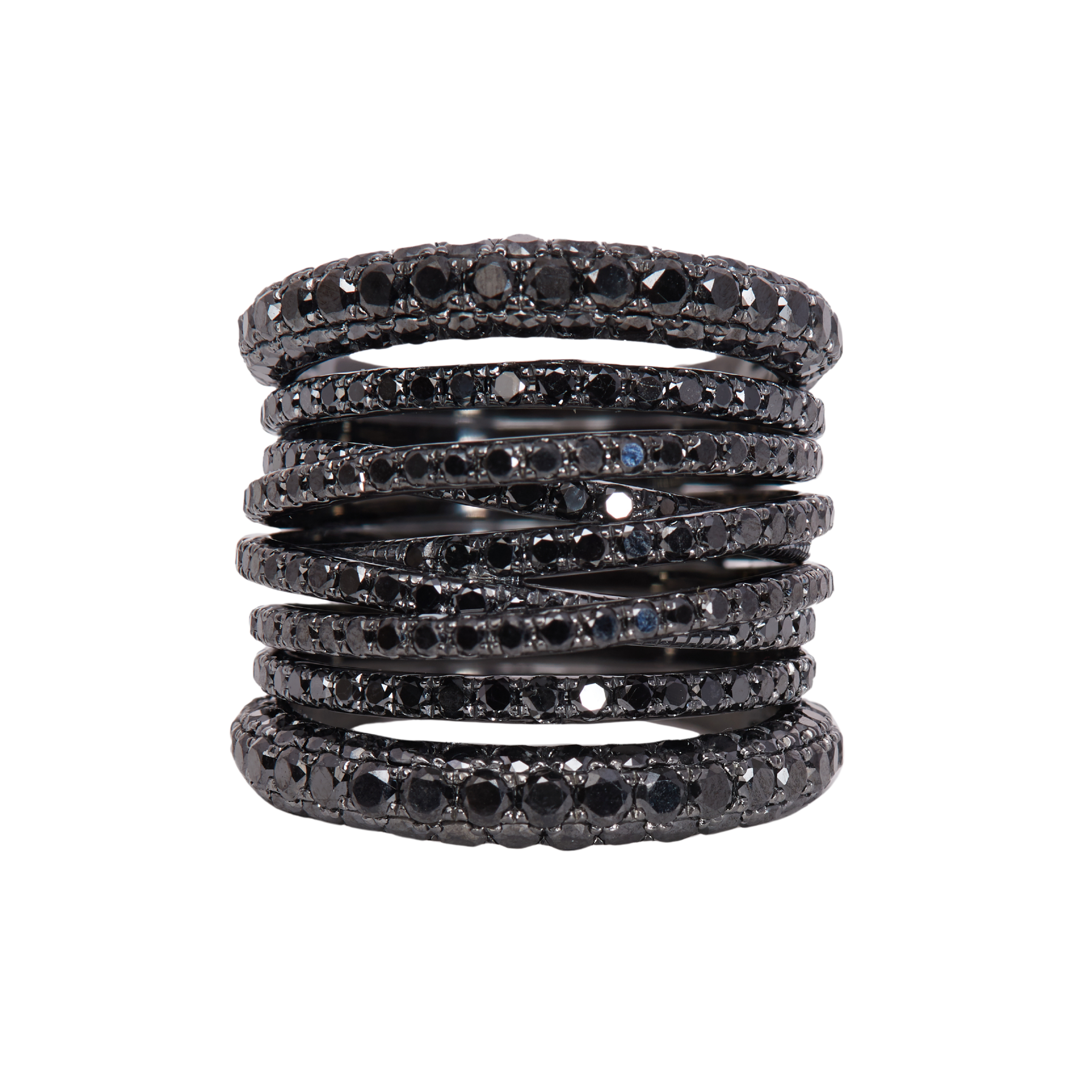 Tall Black Diamond Scribble Ring