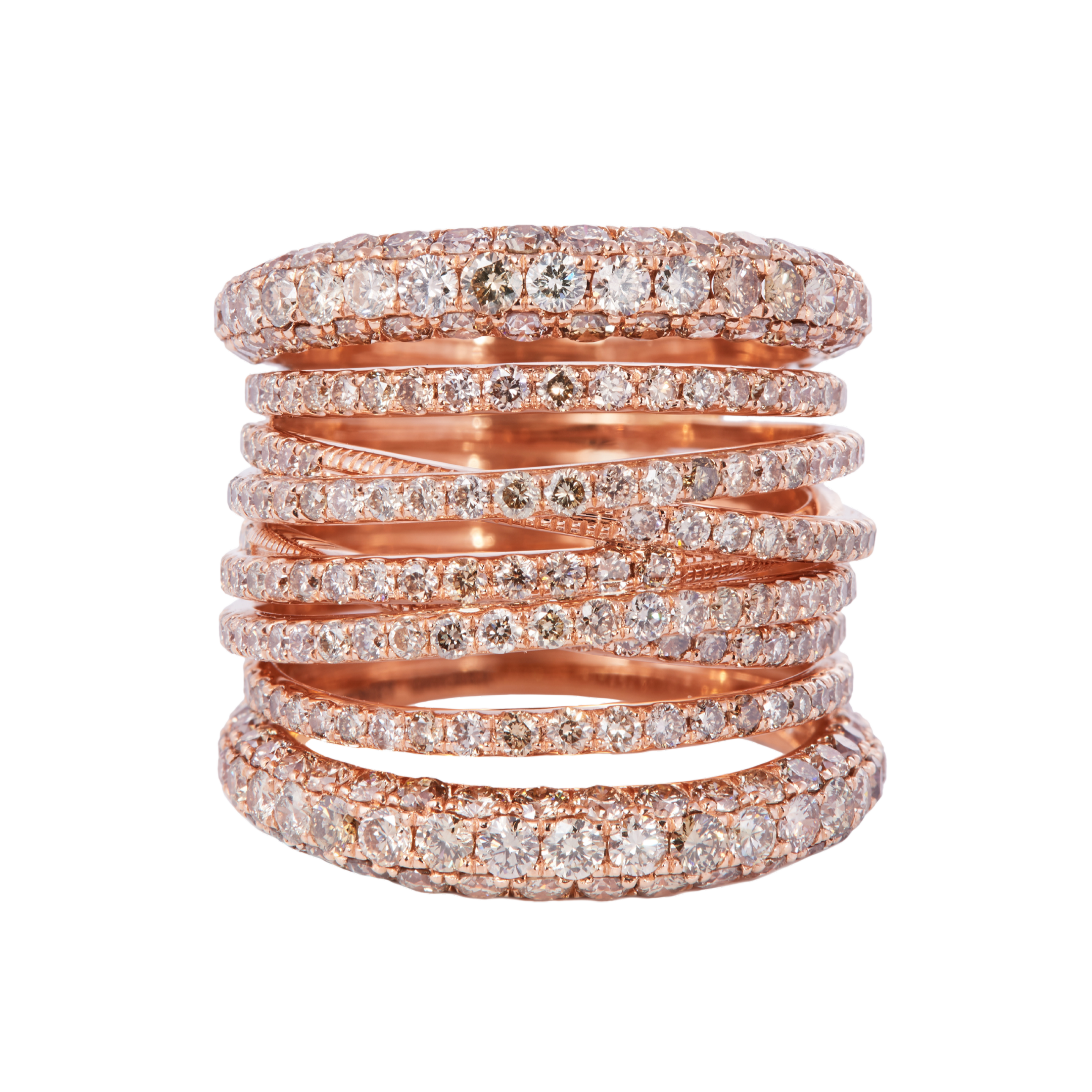 Tall Cognac Diamond Scribble Ring