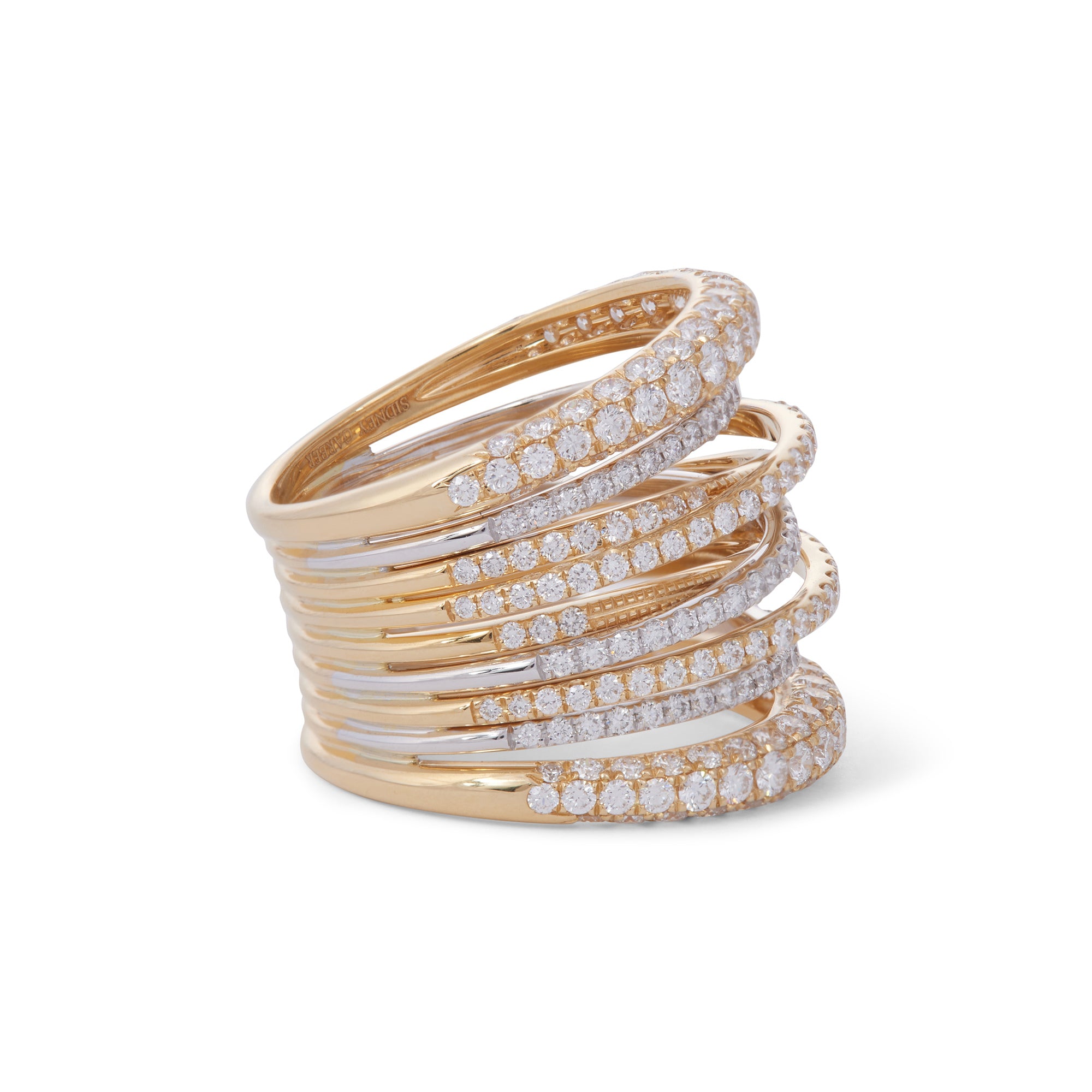 Tall Mixed Gold Diamond Scribble Ring