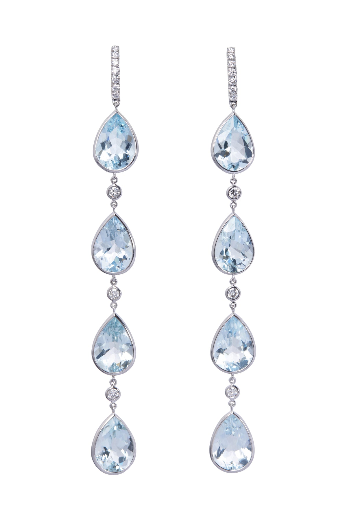 Aqua Pearl Shape and Diamond Drop Earrings