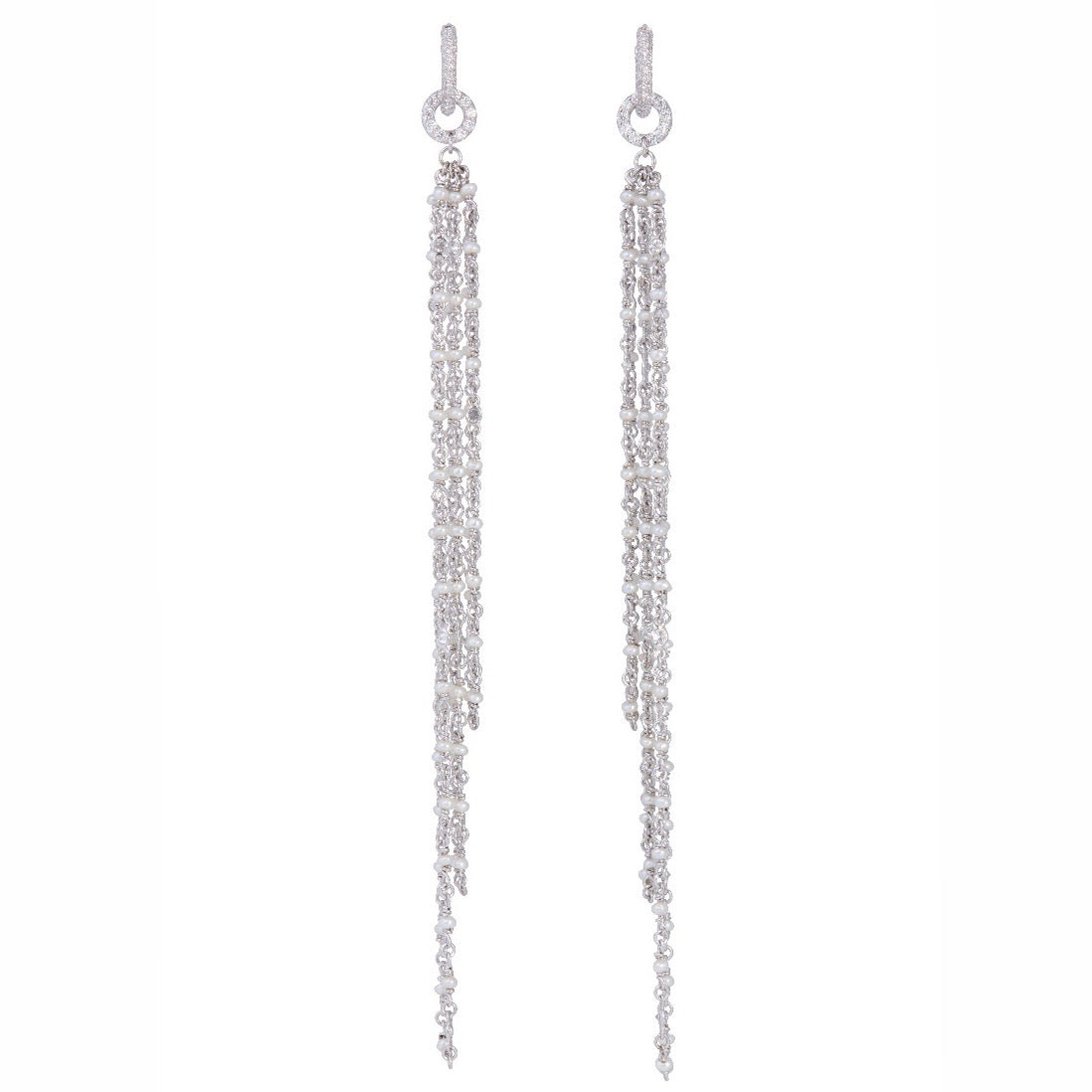 Seed Pearl Earrings with Diamond Pavé