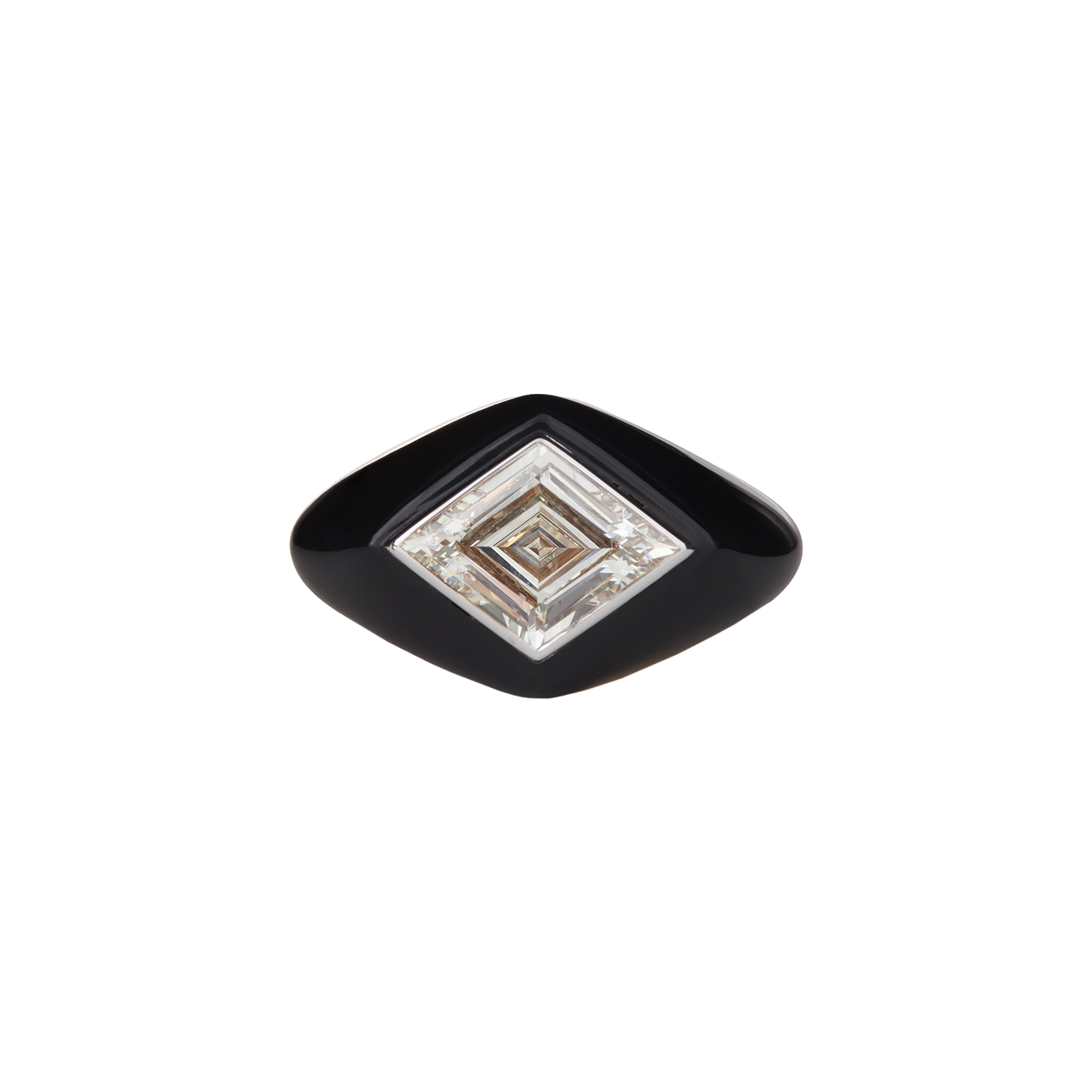 Black Ceramic Ring with Kite Diamond - Sidney Garber