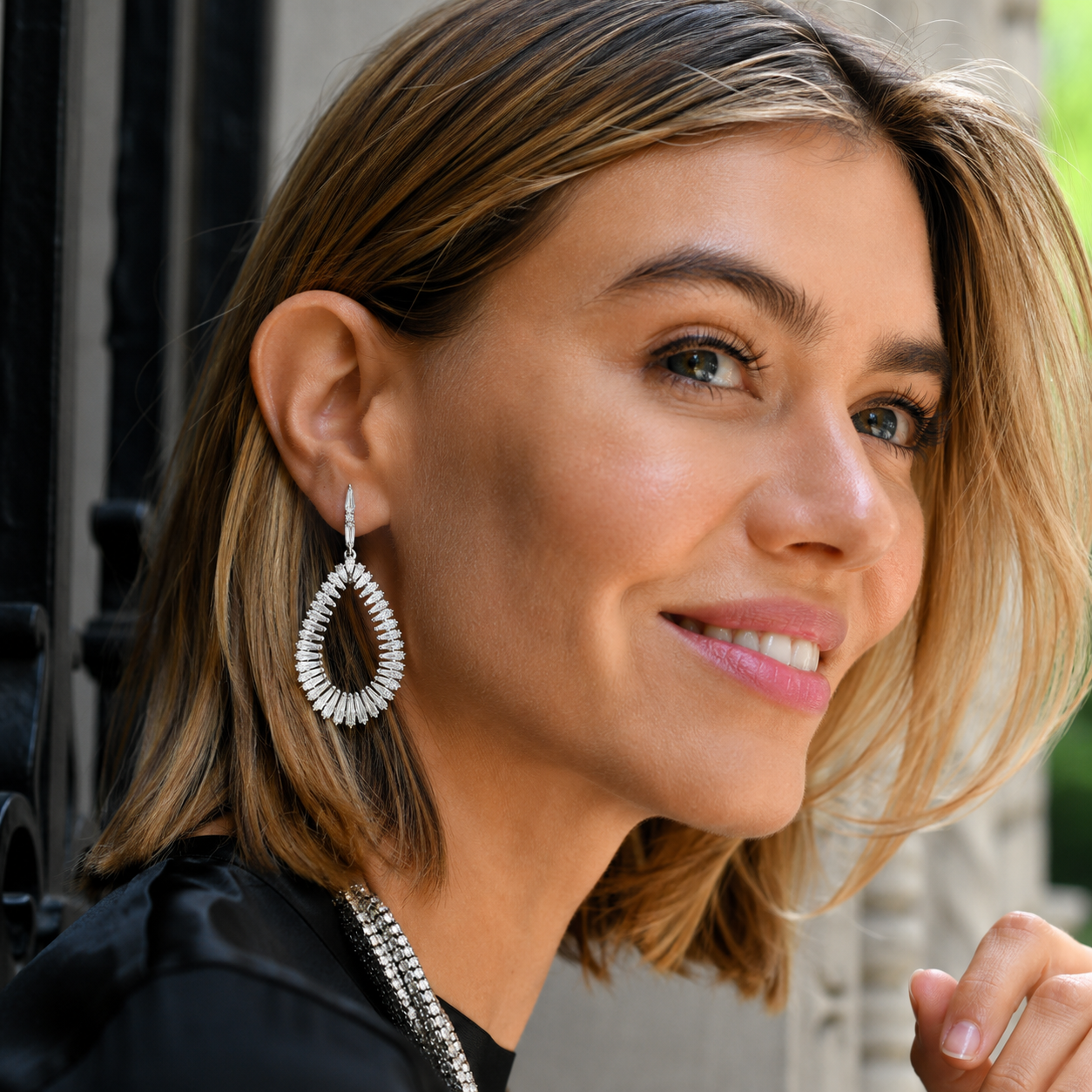Kite Cut Diamond Teardrop Drop Earrings