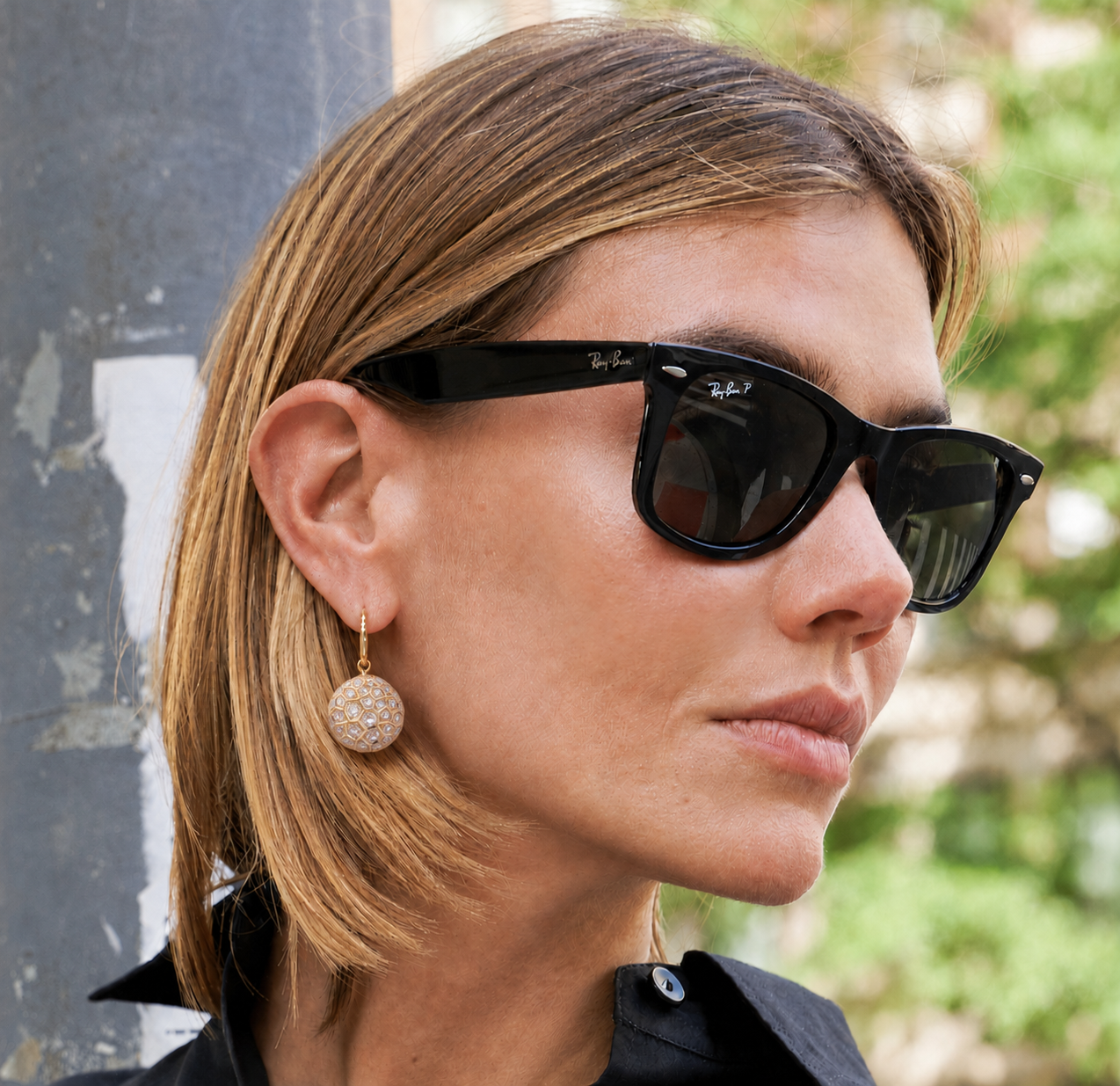 Honeycomb Earrings with Diamonds - Large