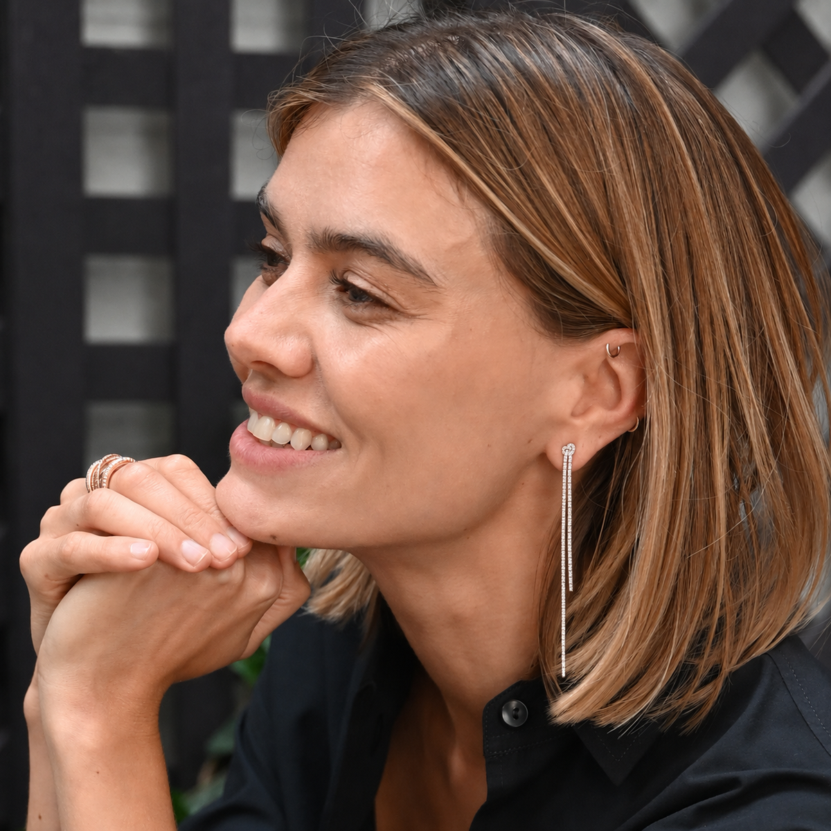 Long Knot Earrings with Diamond Pavé