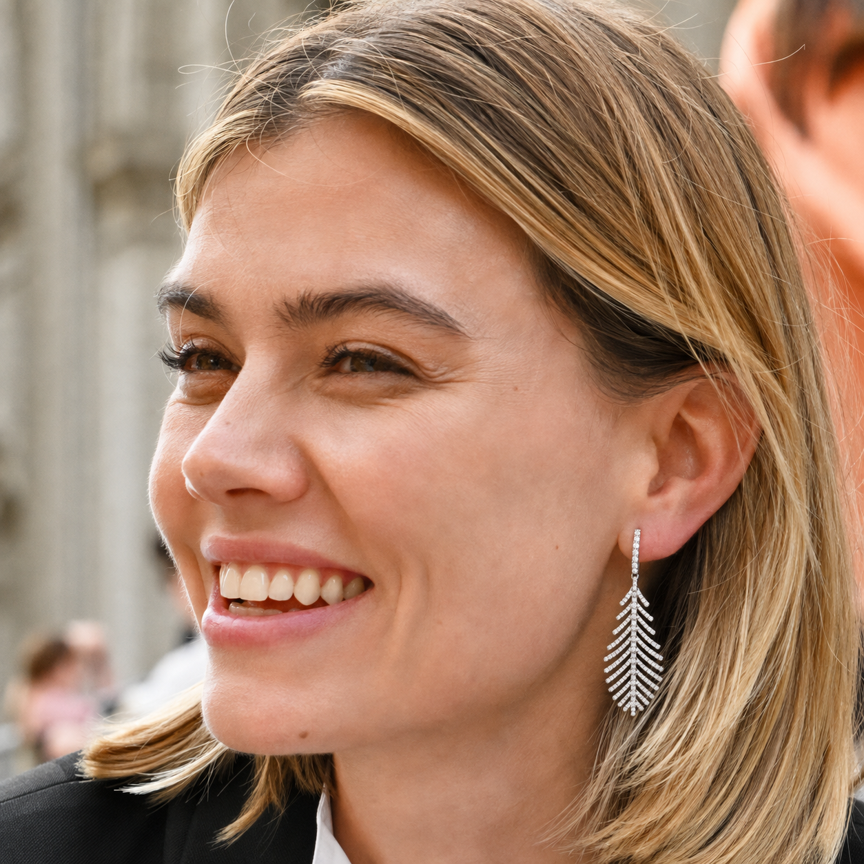 Plume Earrings with Diamond Pavé