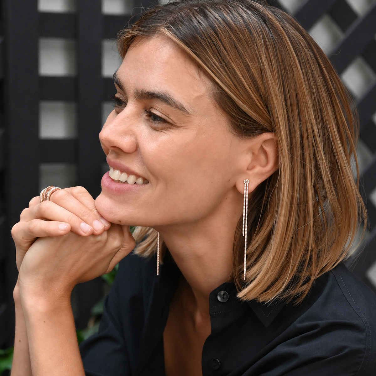 Long Knot Earrings with Diamond Pavé