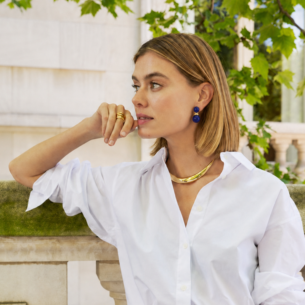 Double Lapis Bead Earrings