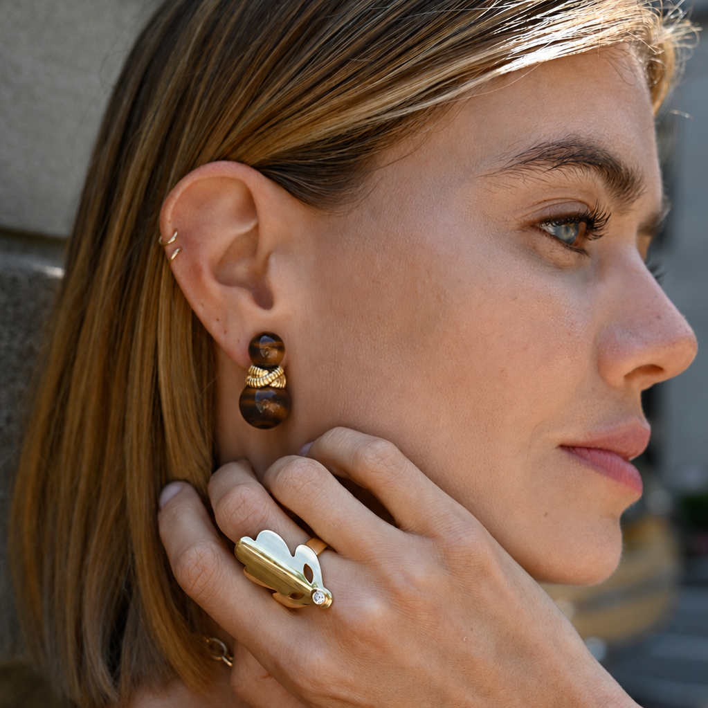 Double Tigers Eye Earrings