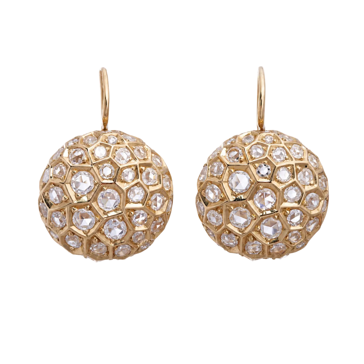 Honeycomb Earrings with Diamonds - Large