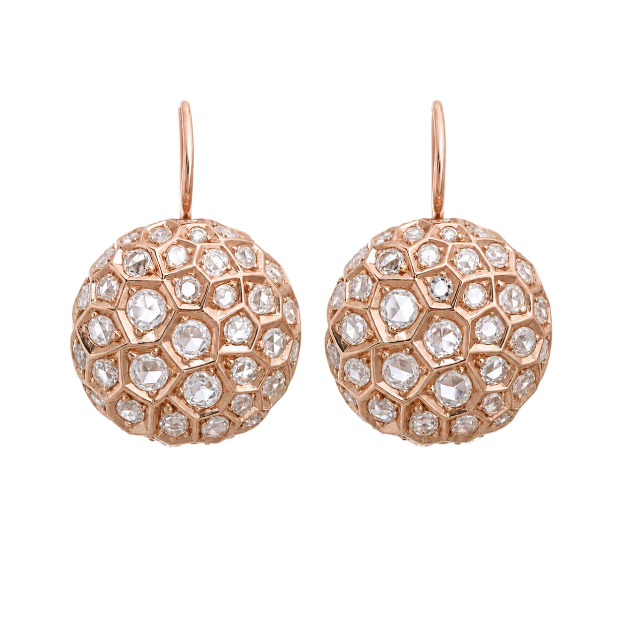 Honeycomb Earrings with Diamonds - Large