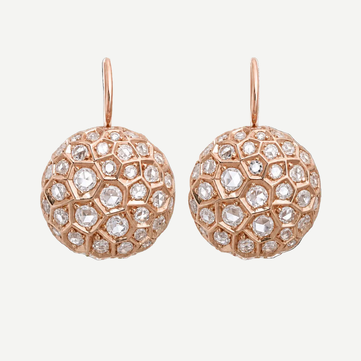 Honeycomb Earrings with Diamonds - Large