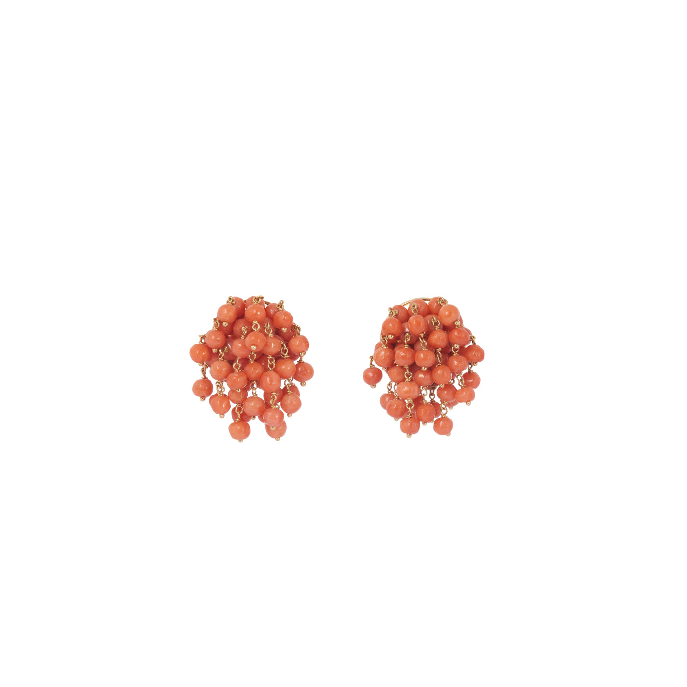 Coral Pom Pom Earrings