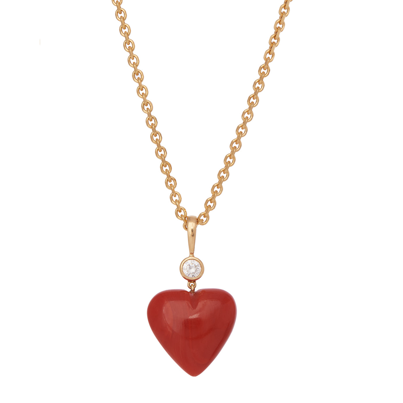 Coral Heart Charm with Diamonds | Yellow Gold | Charms