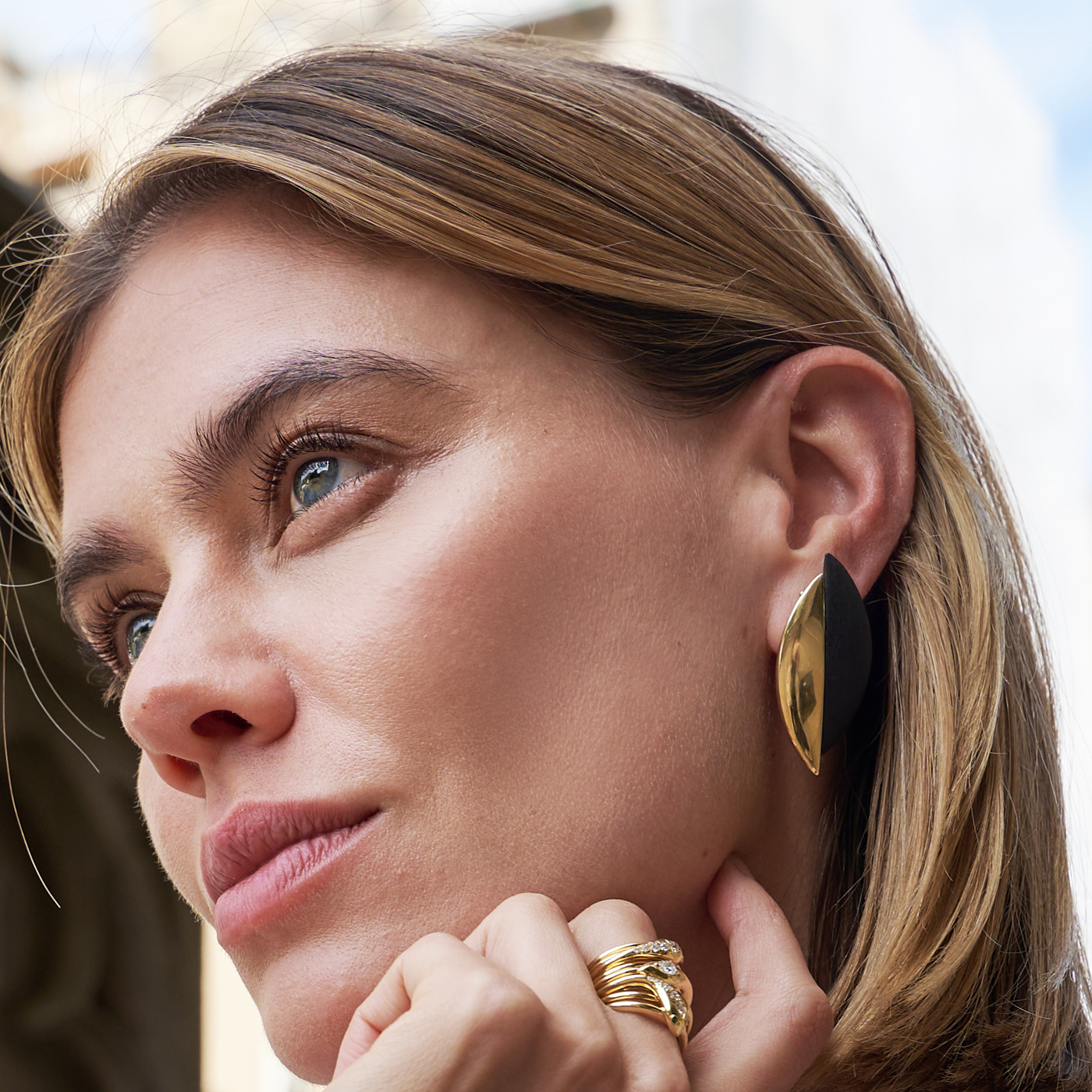 Ebony and Yellow Gold Earrings
