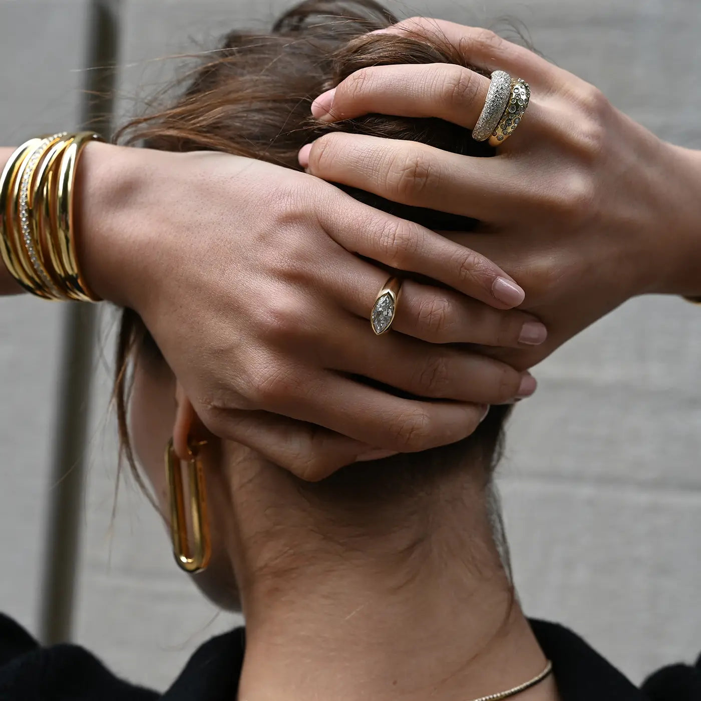 Spotted French Dome Ring with Diamonds