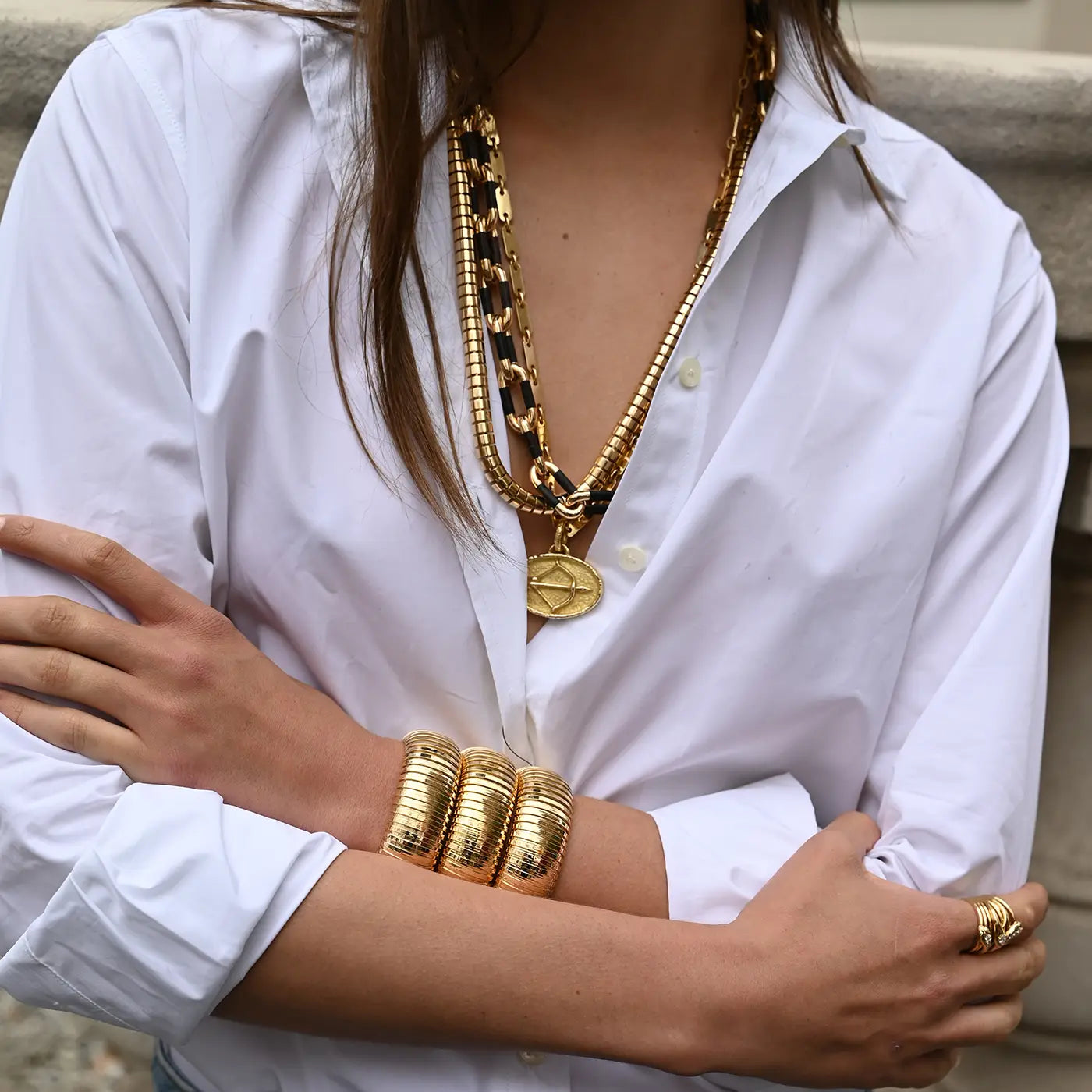 Ebony and Gold Link Necklace