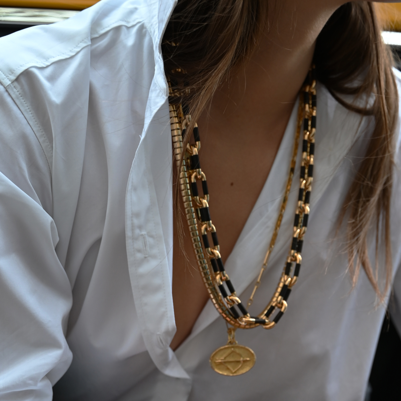 Ebony and Gold Link Necklace