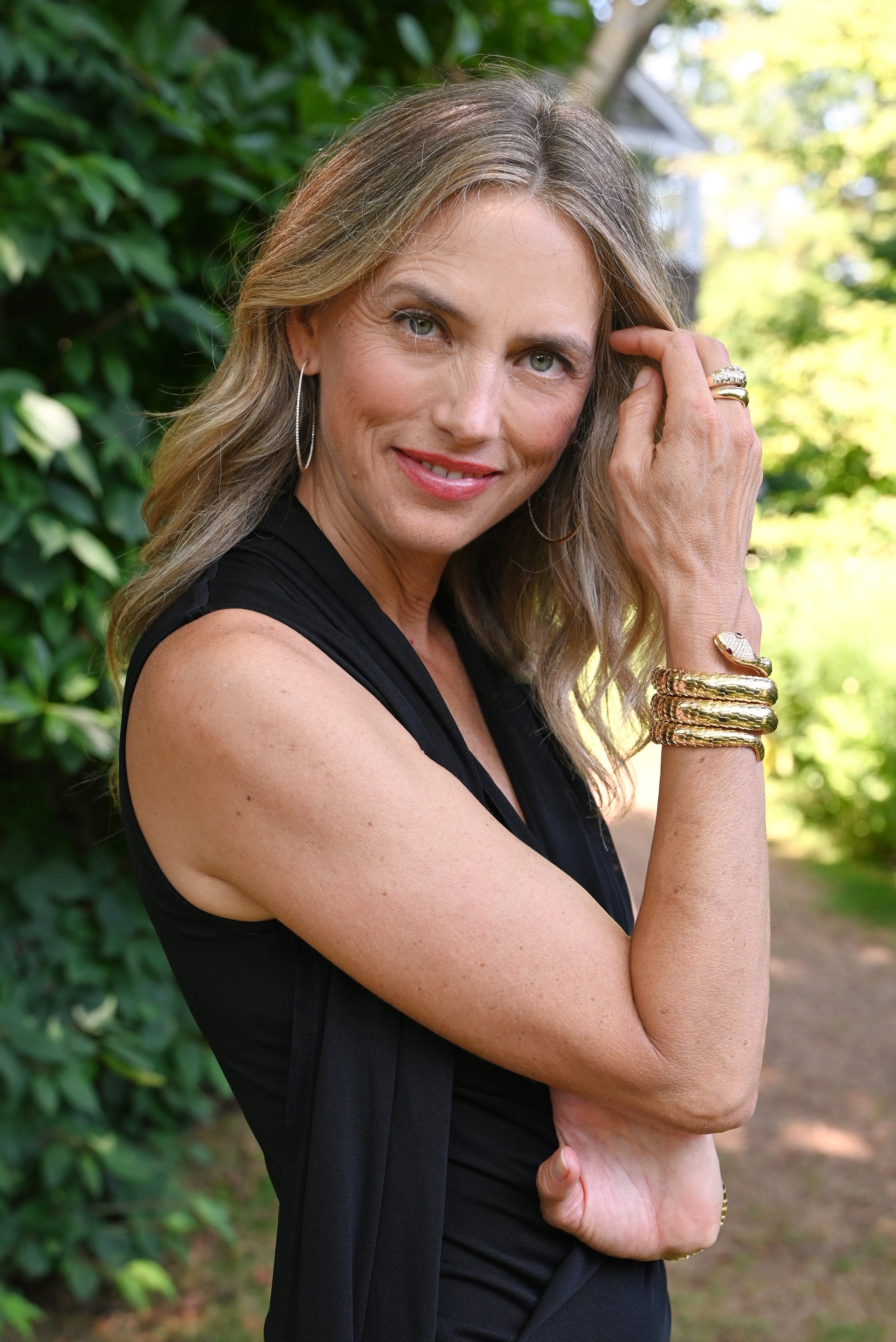 Il Serpente Triple Coil Bracelet with Diamonds & Rubies