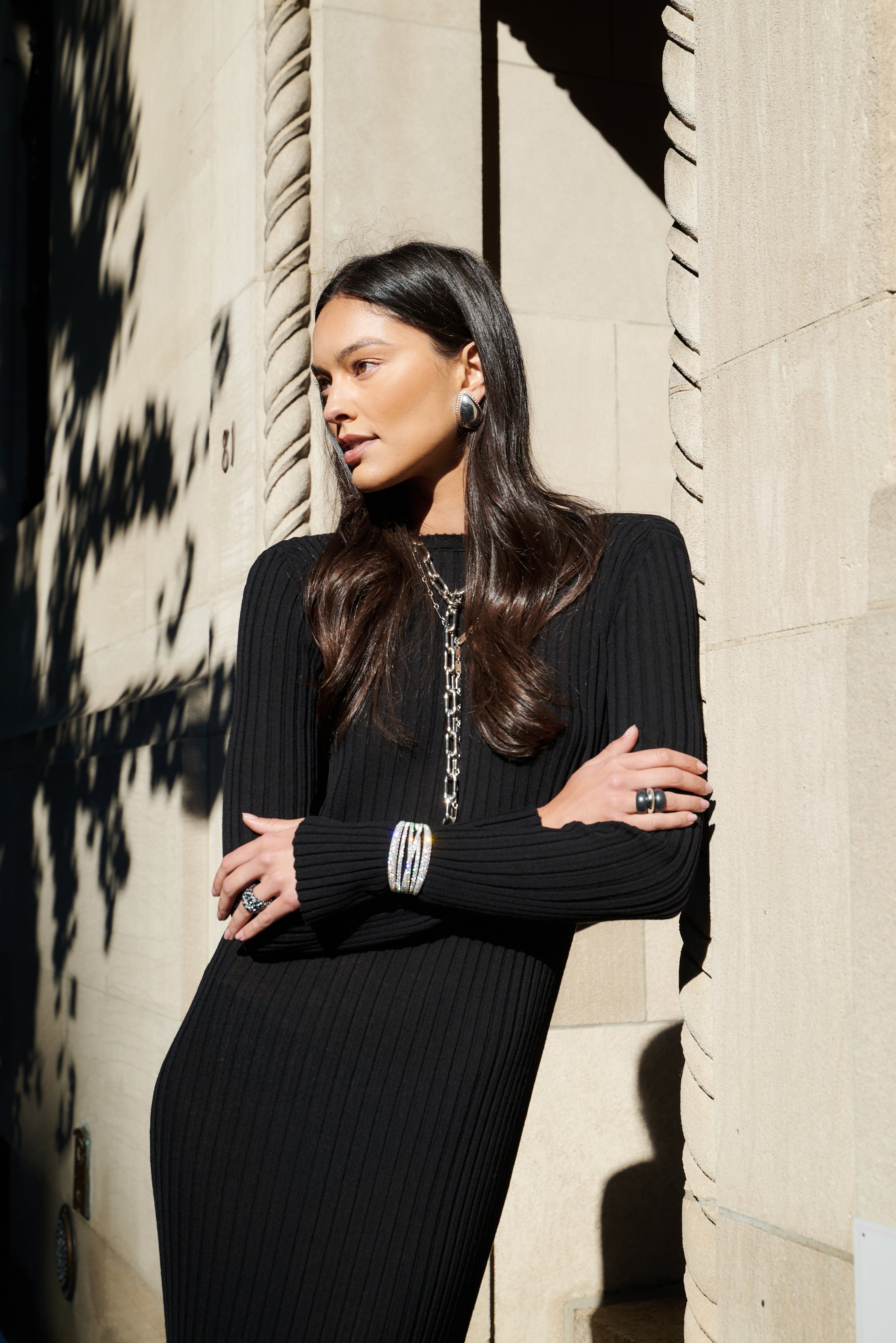 Titanium French Dome Spotted Diamond Ring