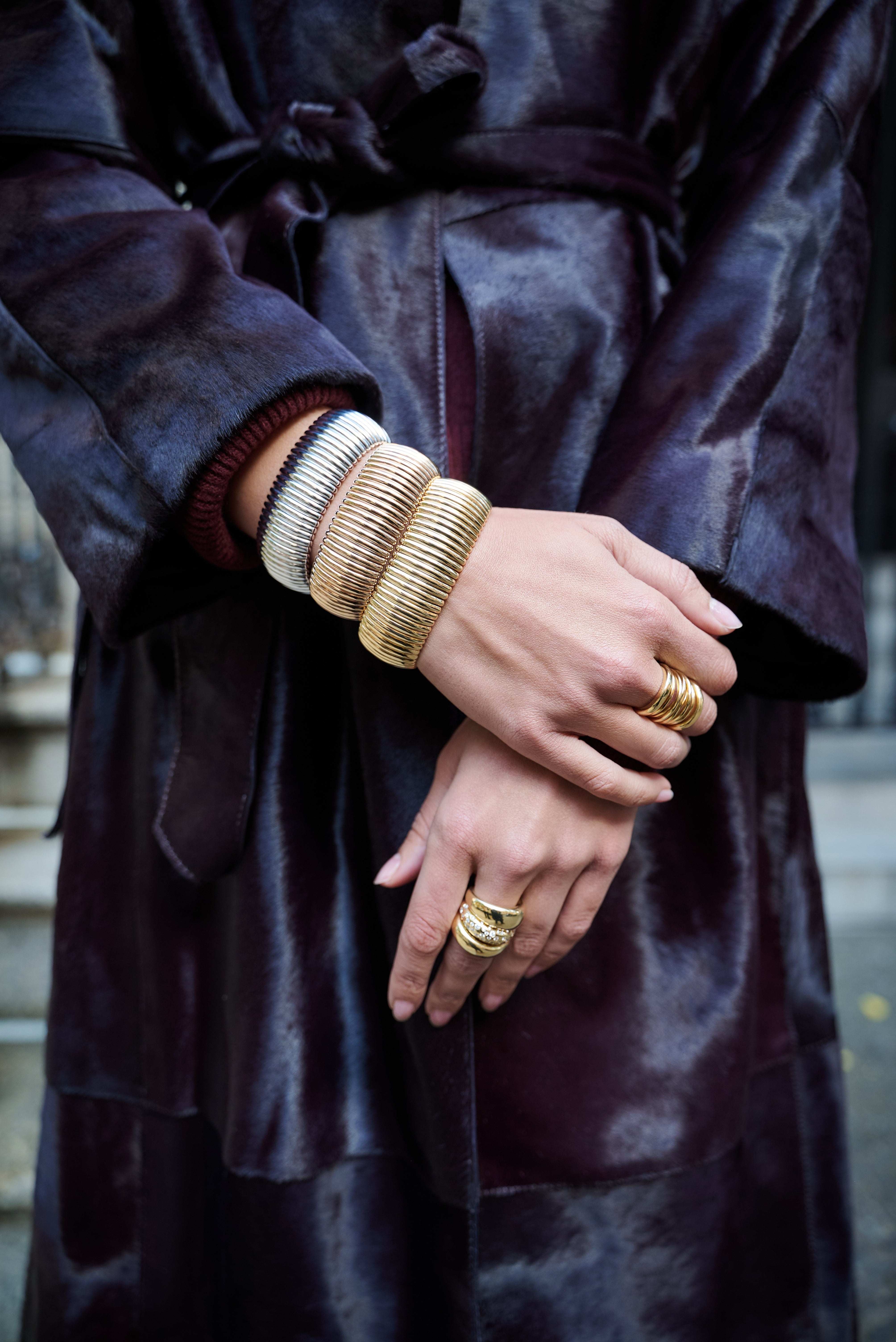 Spotted French Dome Ring with Diamonds