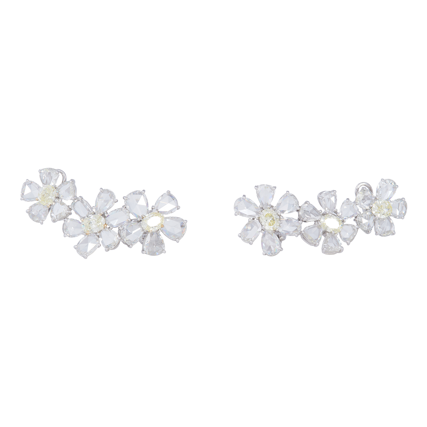 Flower Crawler Earrings with Diamonds