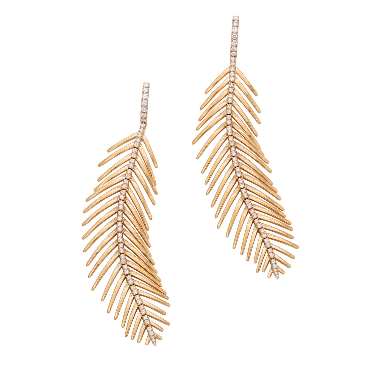 Feathers That Move Earrings with Diamond Spine