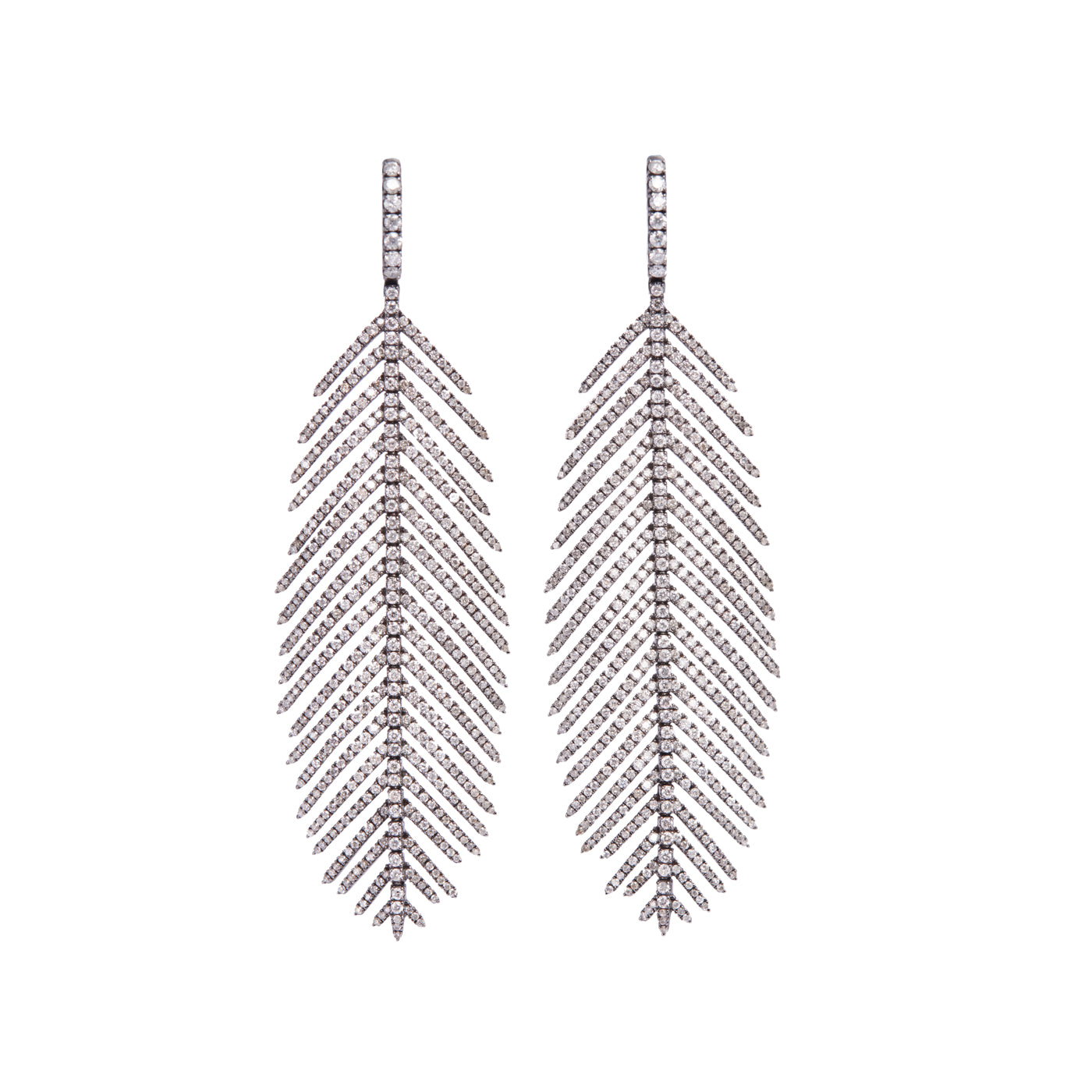 Feathers That Move Earrings with Diamond Pavé