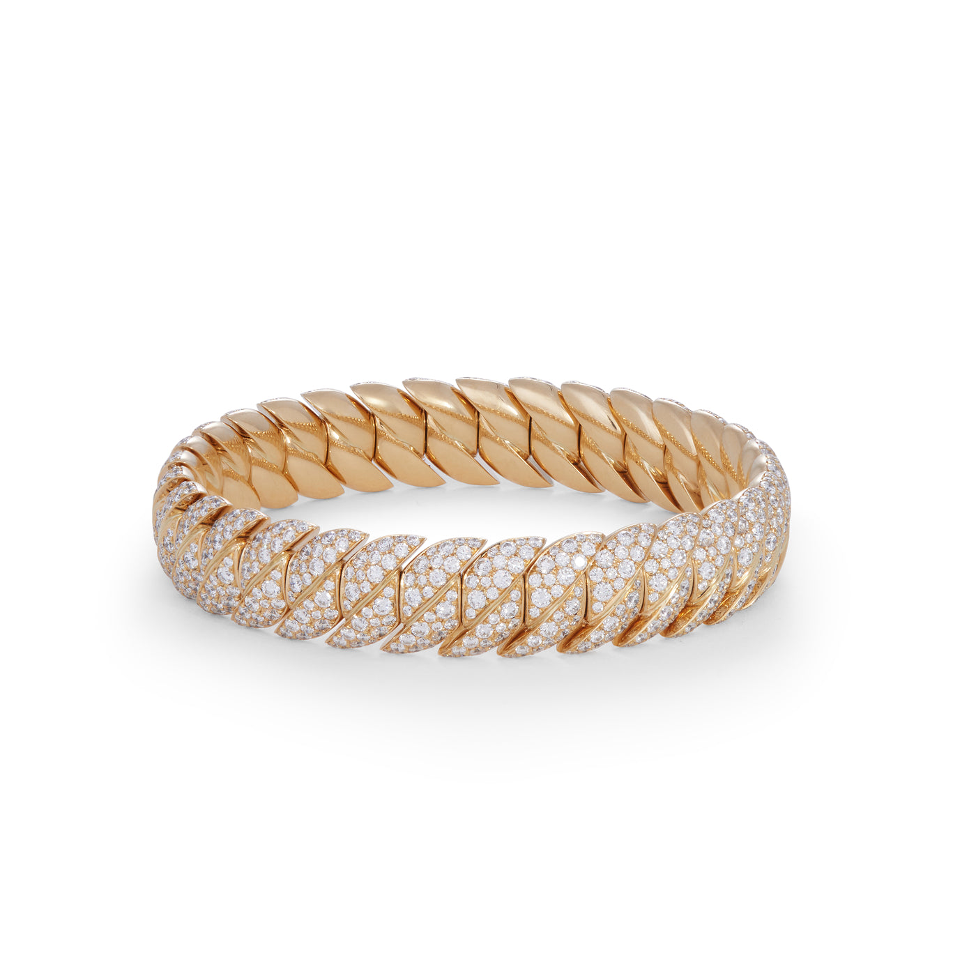 Narrow Wave Link Bracelet with Diamonds