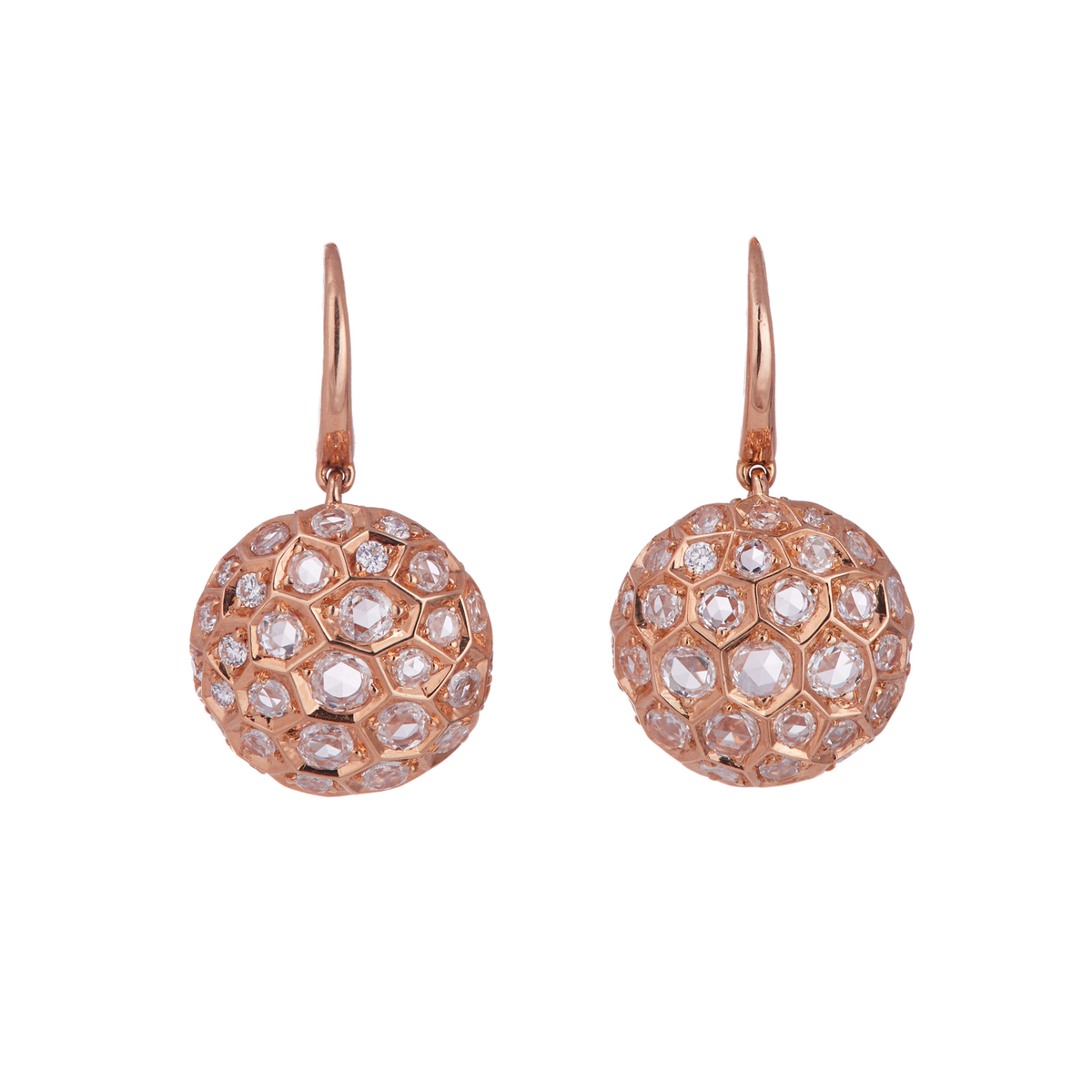 Honeycomb Earrings with Diamonds - Small | Rose Gold / 1 in | Earrings