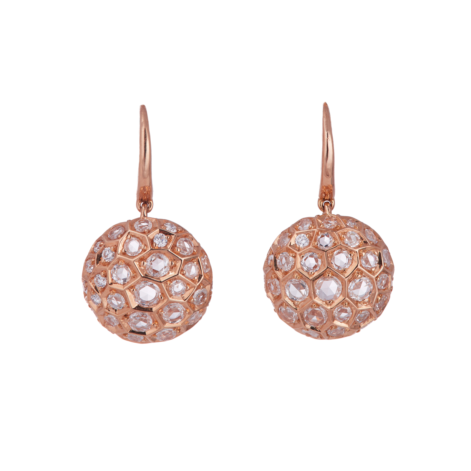 Honeycomb Earrings with Diamonds - Small | Rose Gold / 1 in | Earrings