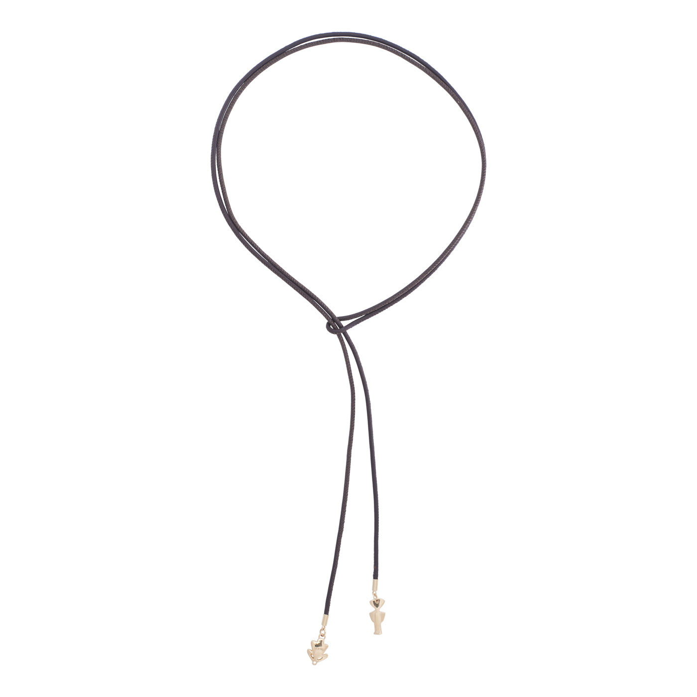 Preorder - Harmonia Leather and Gold Lariat Necklace