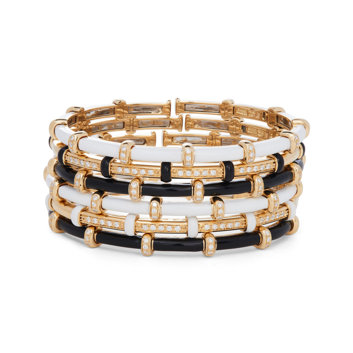 Black Enamel Carly Bracelet with Diamonds - Sidney