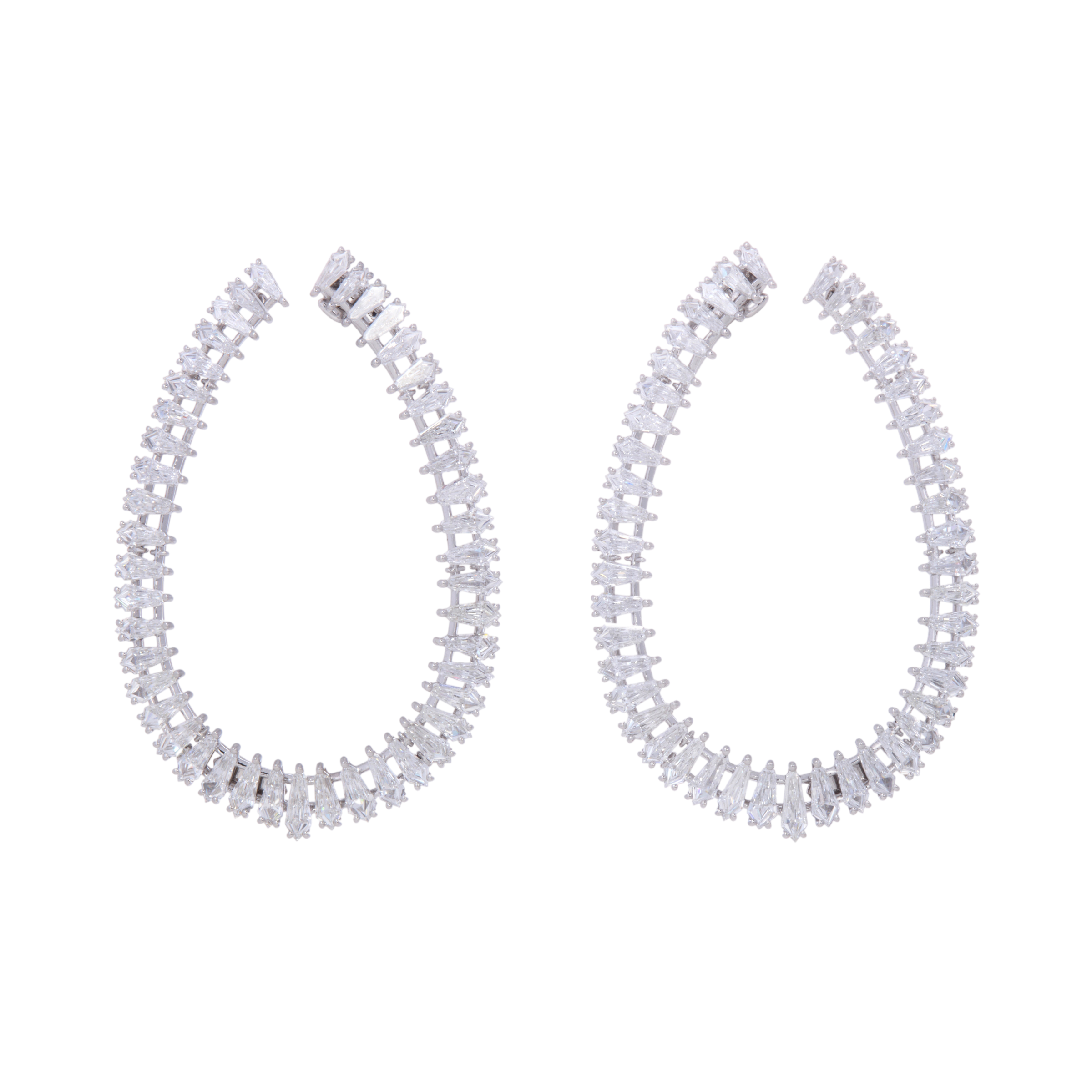 Teardrop Earrings with Kite Cut Baguette Diamonds