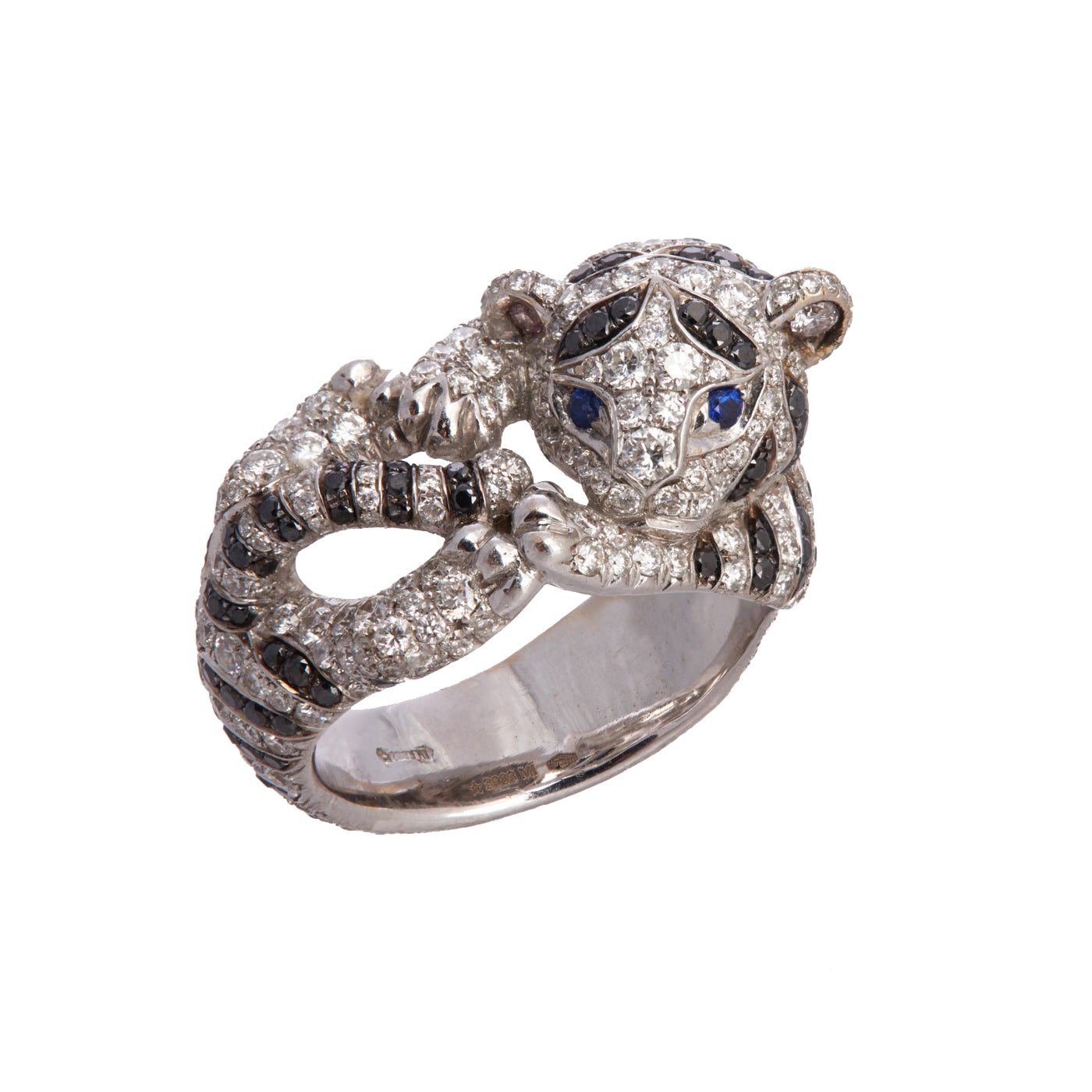 Kitty Kat Ring with Diamonds & Sapphires | White Gold | Rings Rings