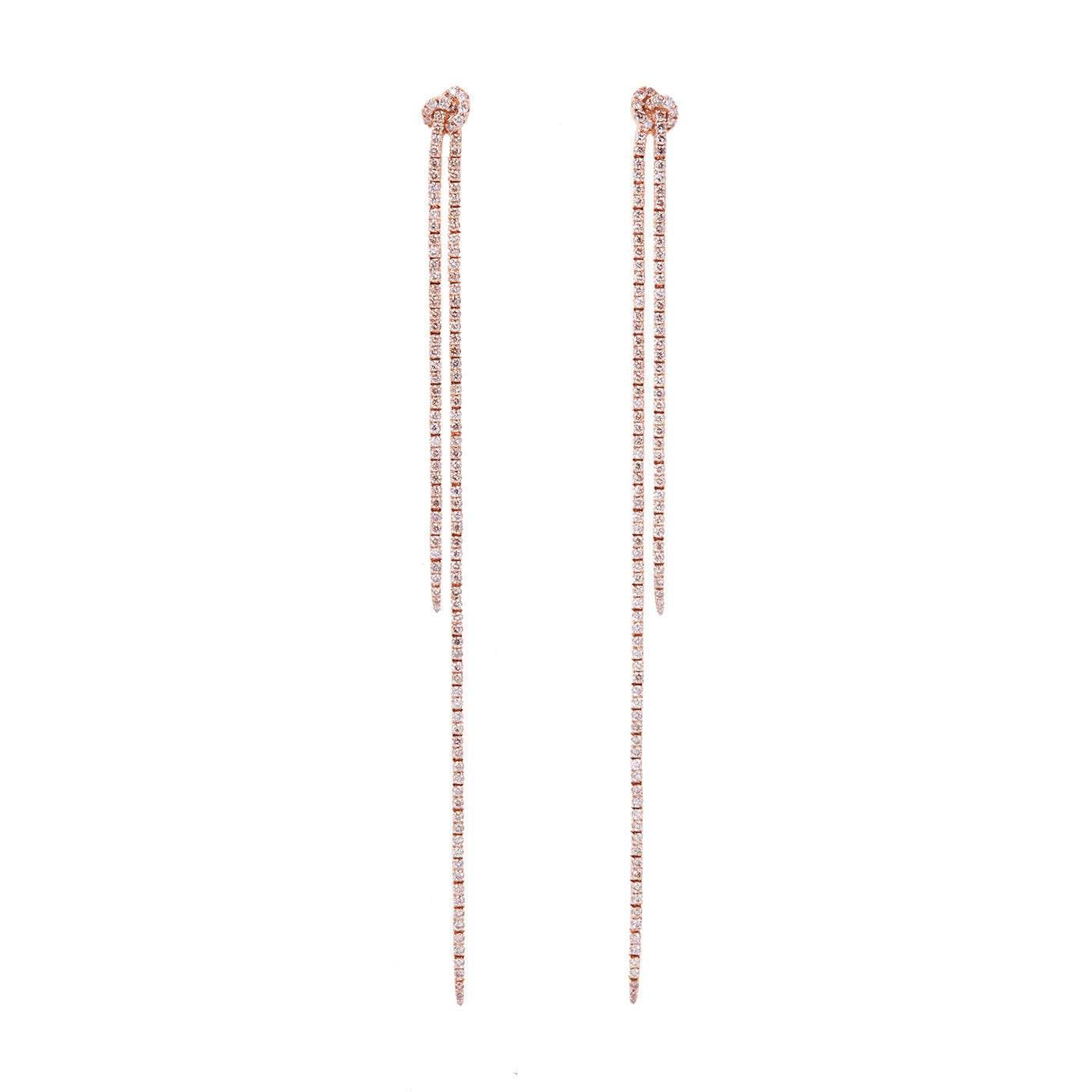 Long Knot Earrings with Cognac Diamond Pavé | Rose Gold Cognac Diamond Pavé | Archival Sale 2024 Earrings