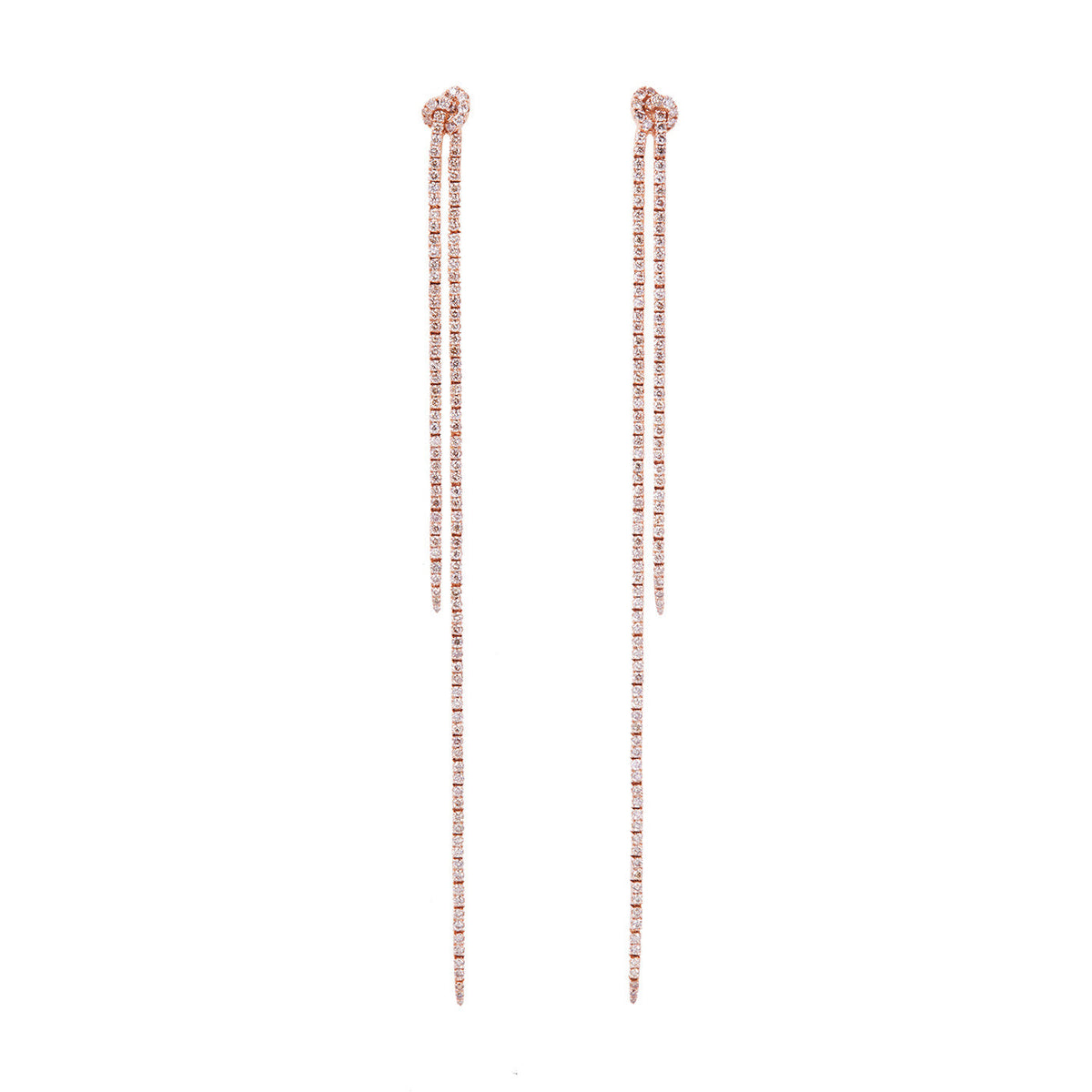 Long Knot Earrings with Cognac Diamond Pavé | Rose Gold Cognac Diamond Pavé | Archival Sale 2024 Earrings