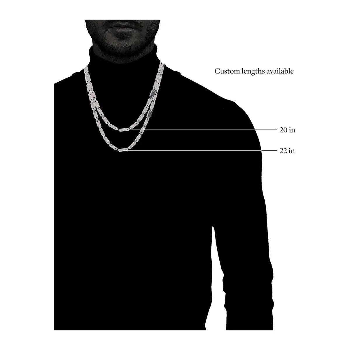Tab Chain Necklace with Black Diamond Pavé Accent | White Gold / 22 in (55.88 cm) | Necklaces