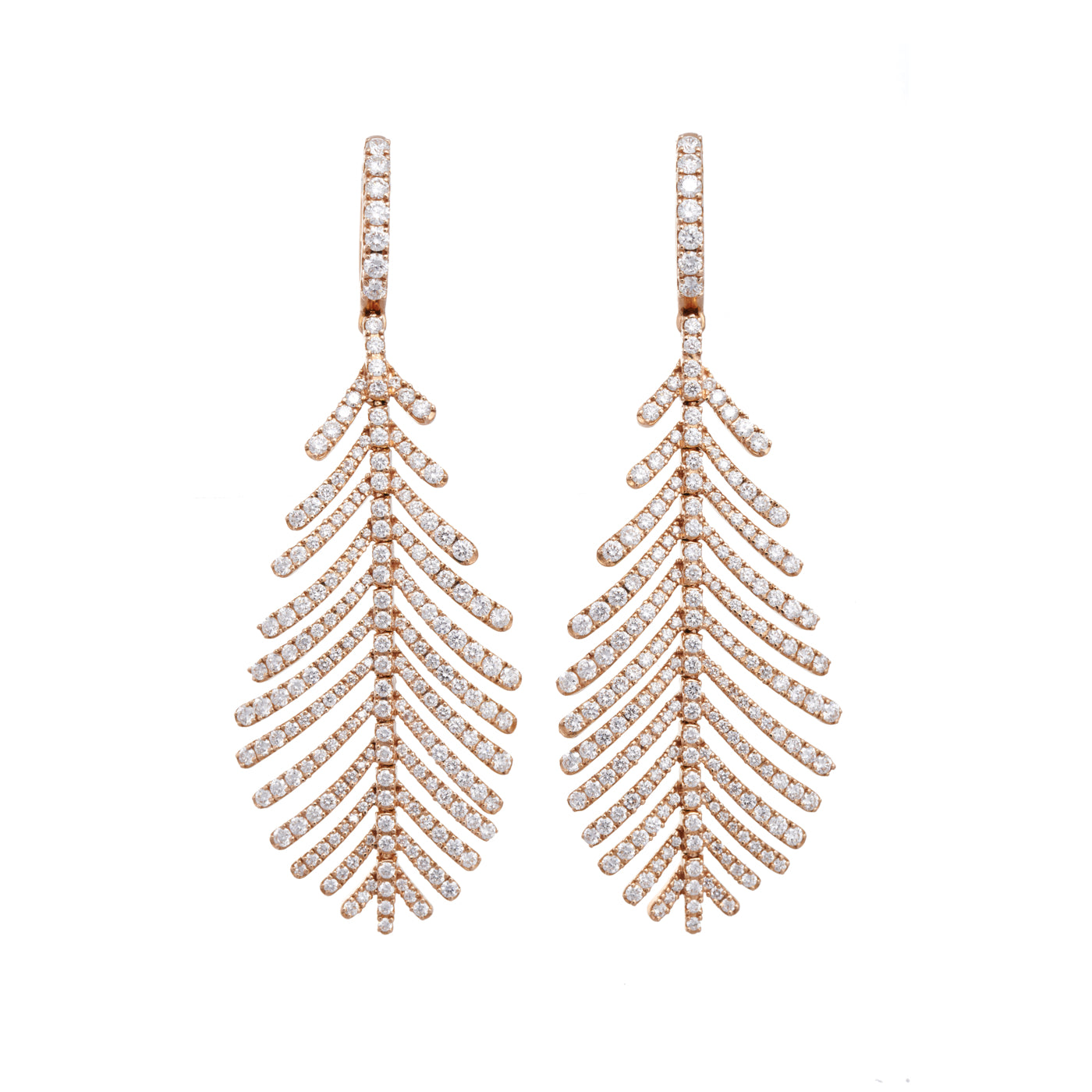 Plume Earrings with Diamond Pavé