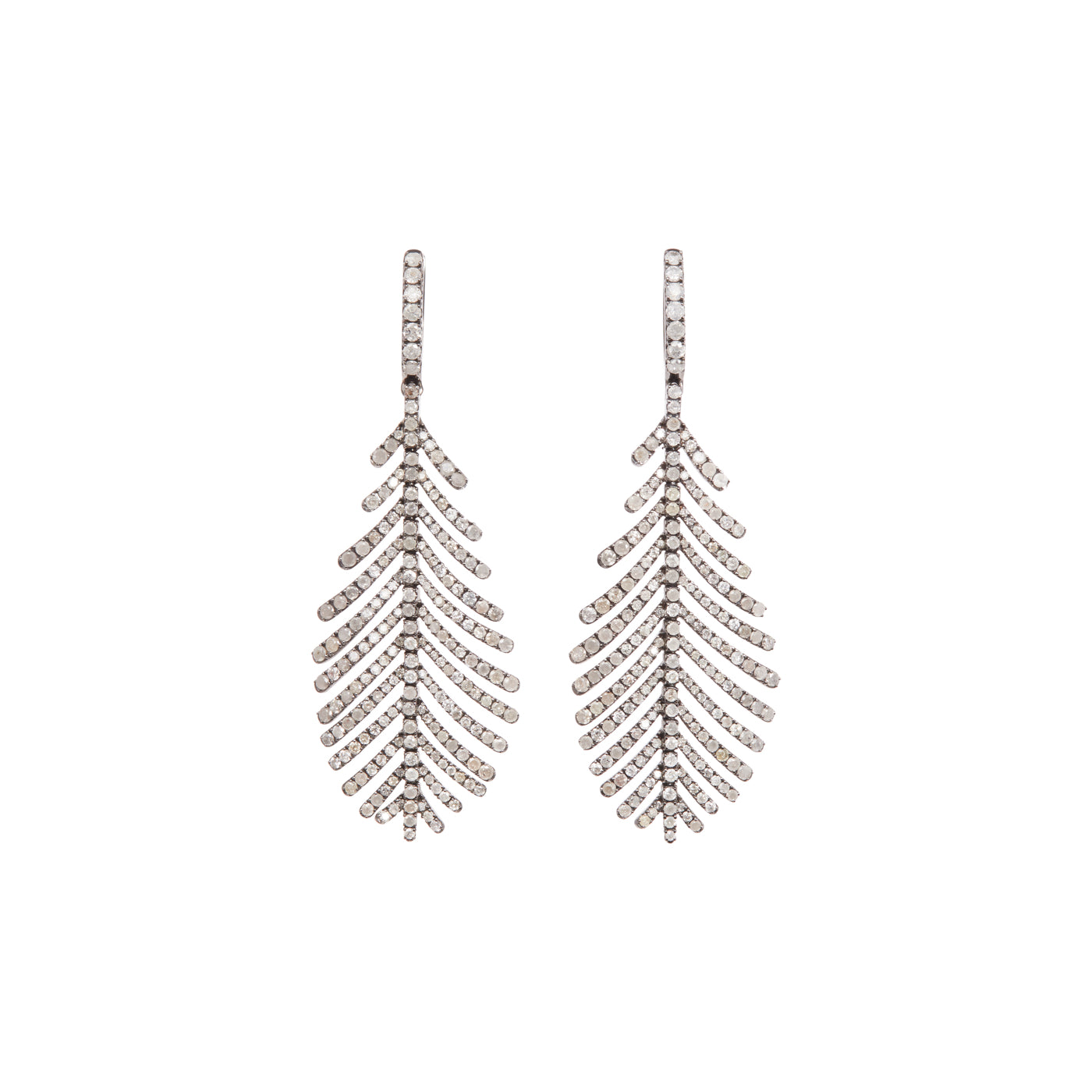Plume Earrings with Diamond Pavé