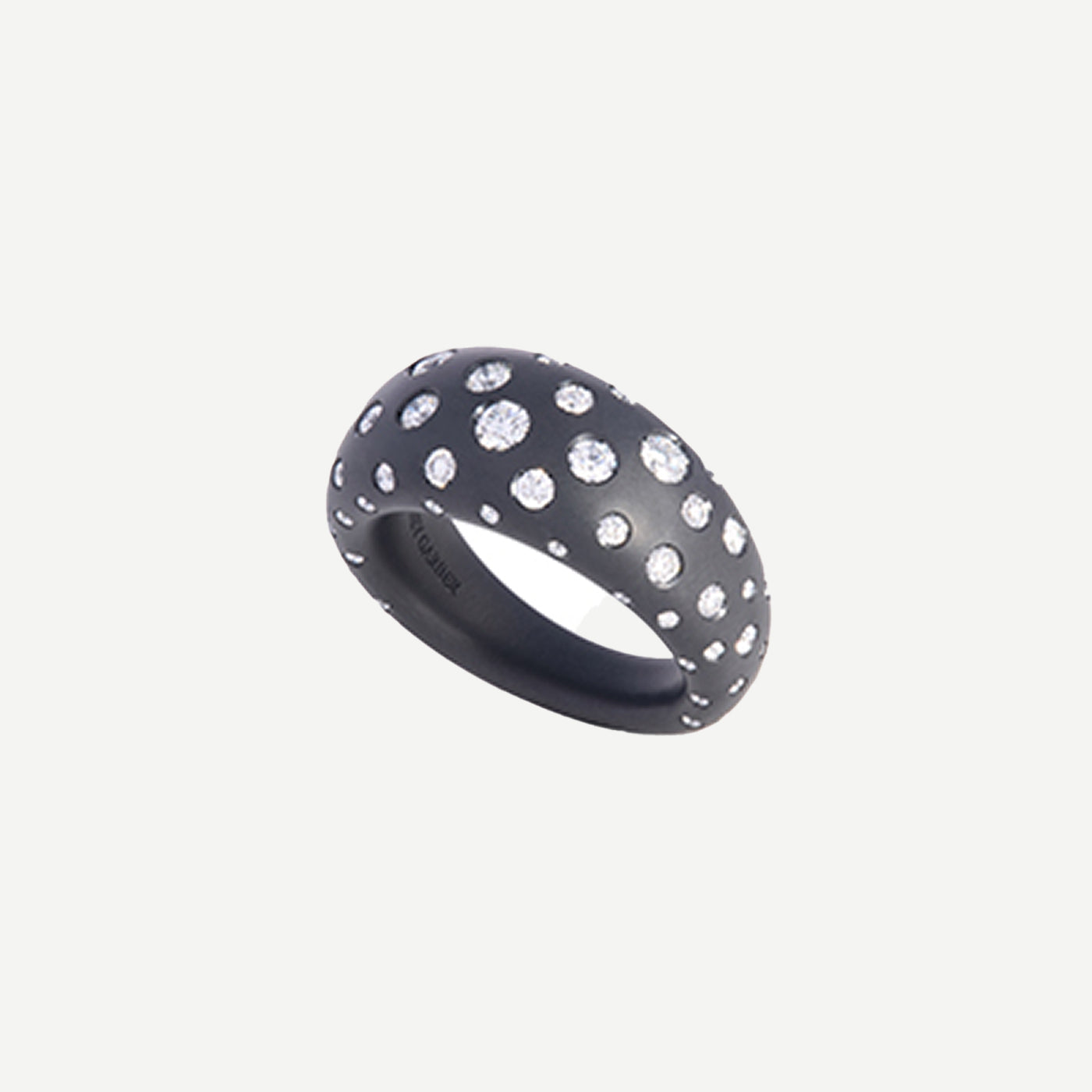 Titanium French Dome Spotted Diamond Ring