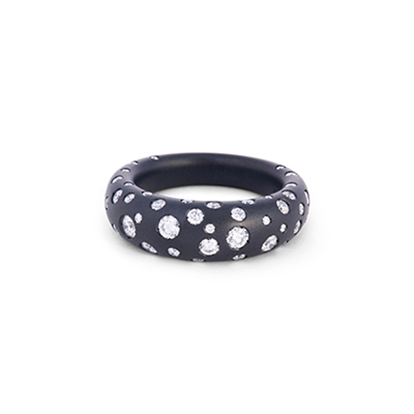 Titanium French Dome Spotted Diamond Ring