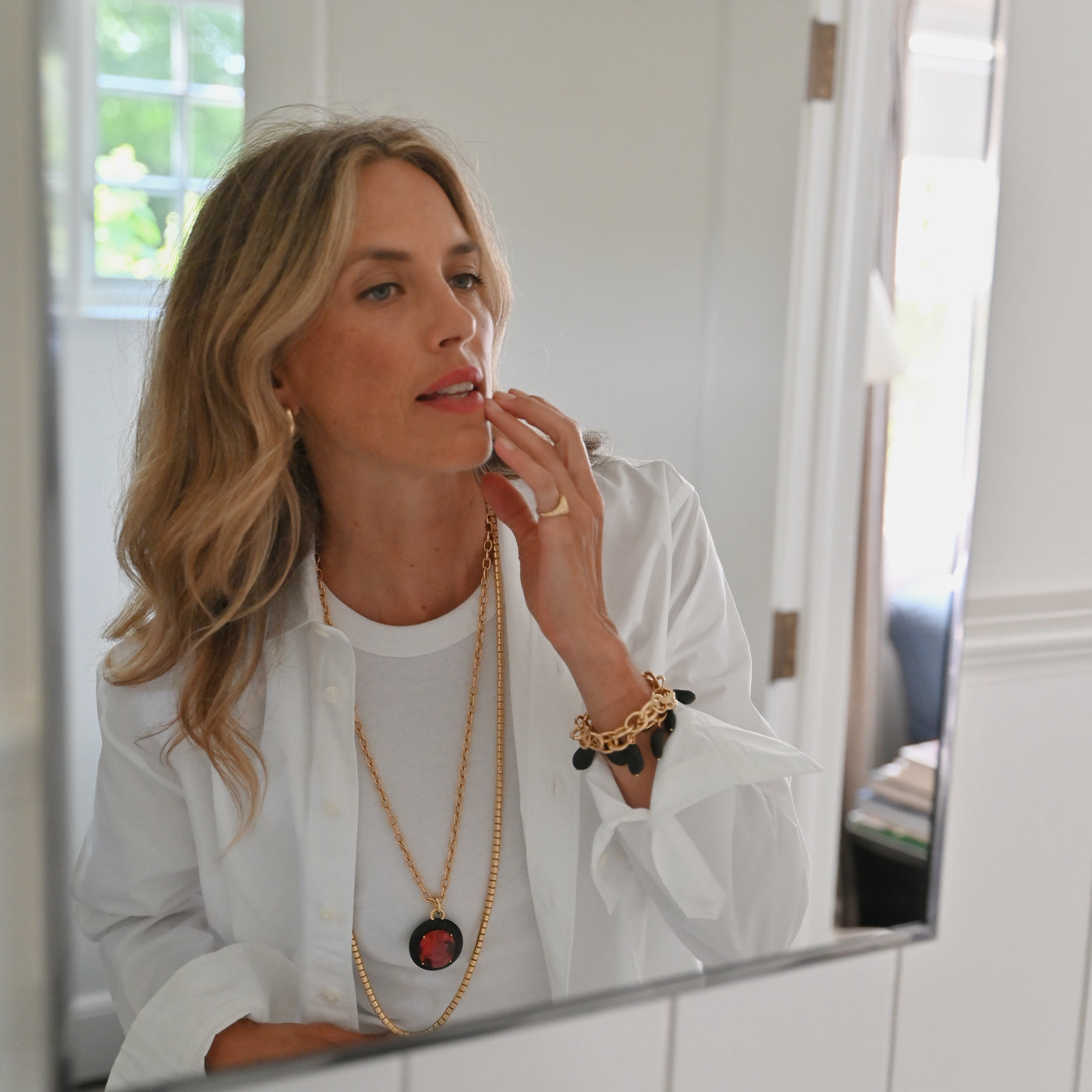 Crescent Link Bracelet with Black Tourmaline