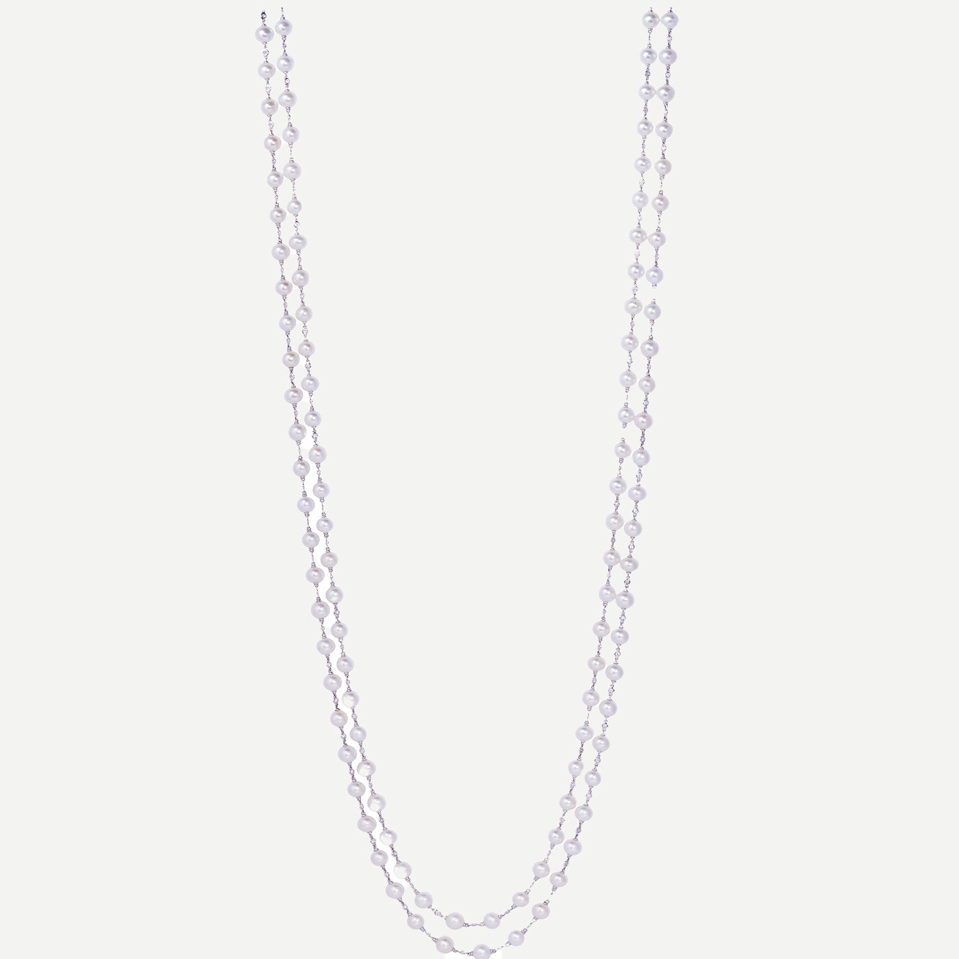 Triple White Pearl and Diamond Necklace