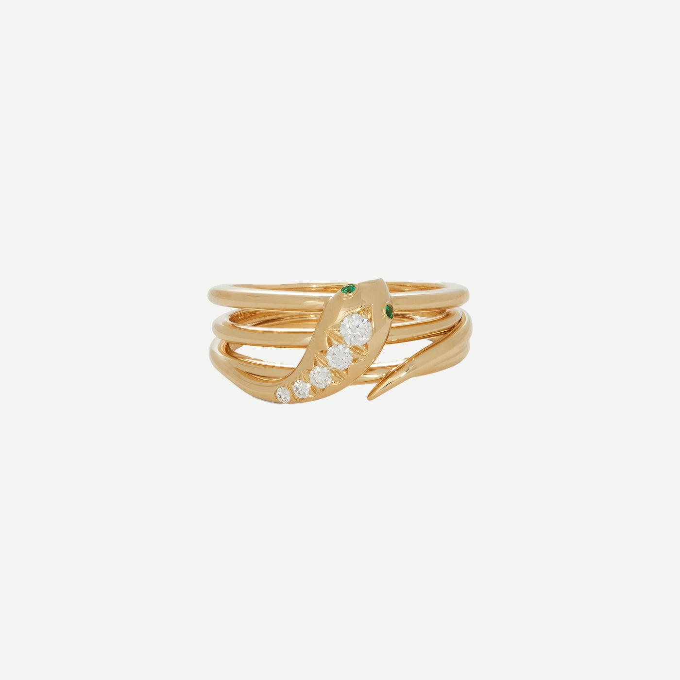 Serpentine Ring with Diamonds