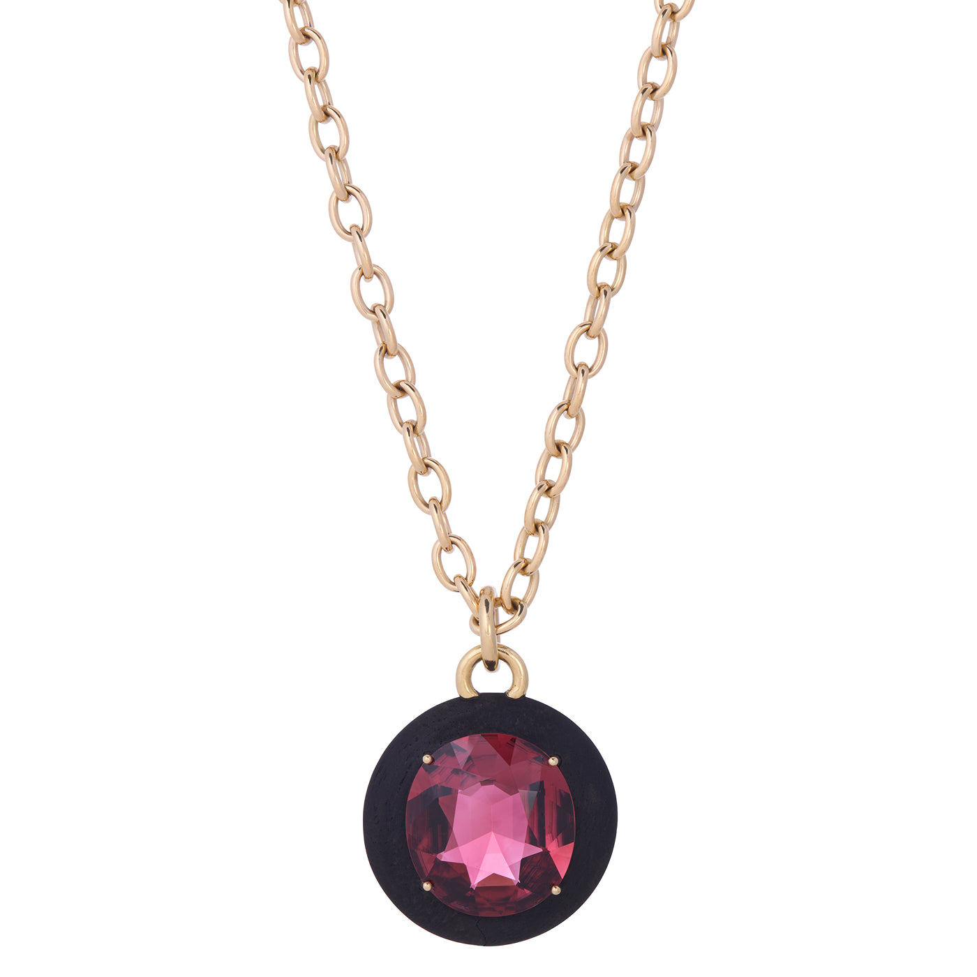 Ebony Pendant with Cushion Rubellite Tourmaline