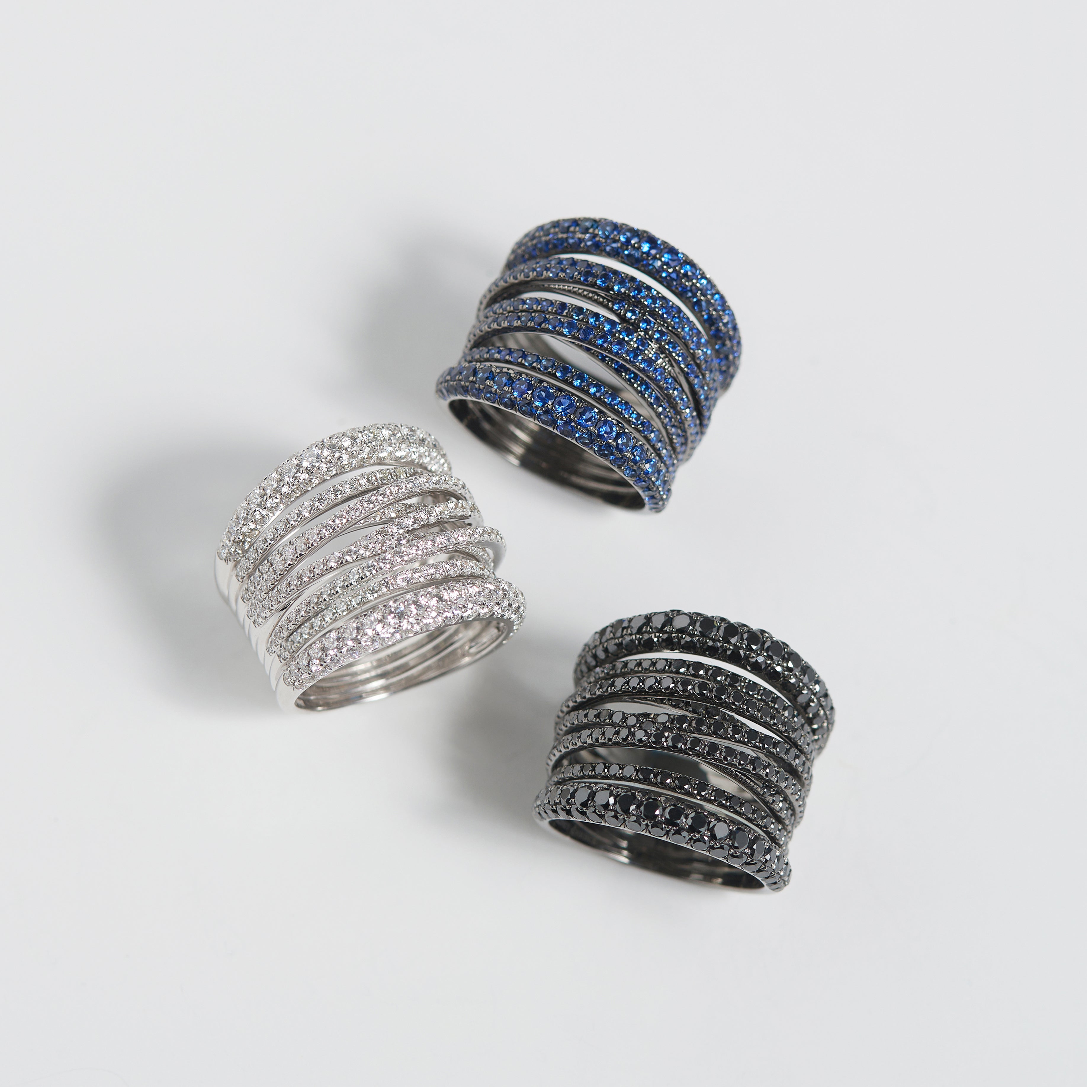 Tall Scribble Ring with Sapphires | Rings