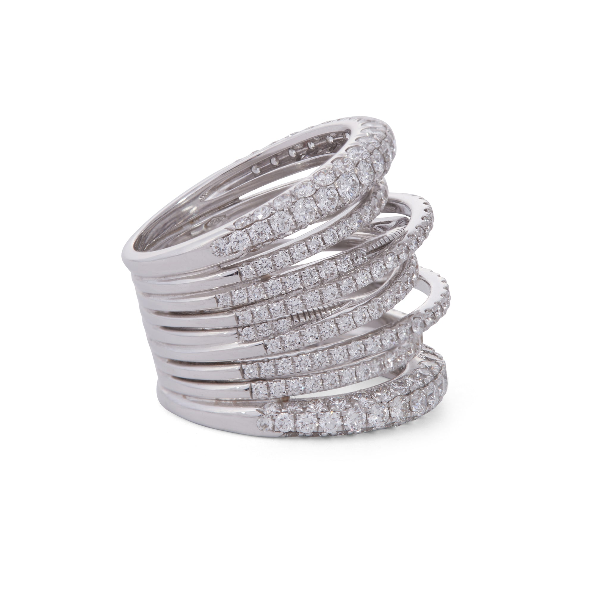Tall Diamond Scribble Ring