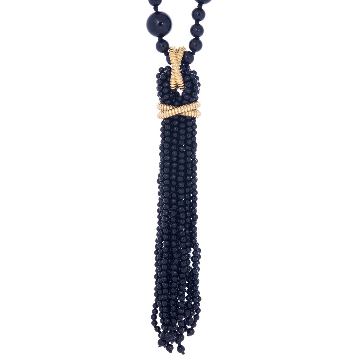 Black Onyx Tassel Pendant Necklace